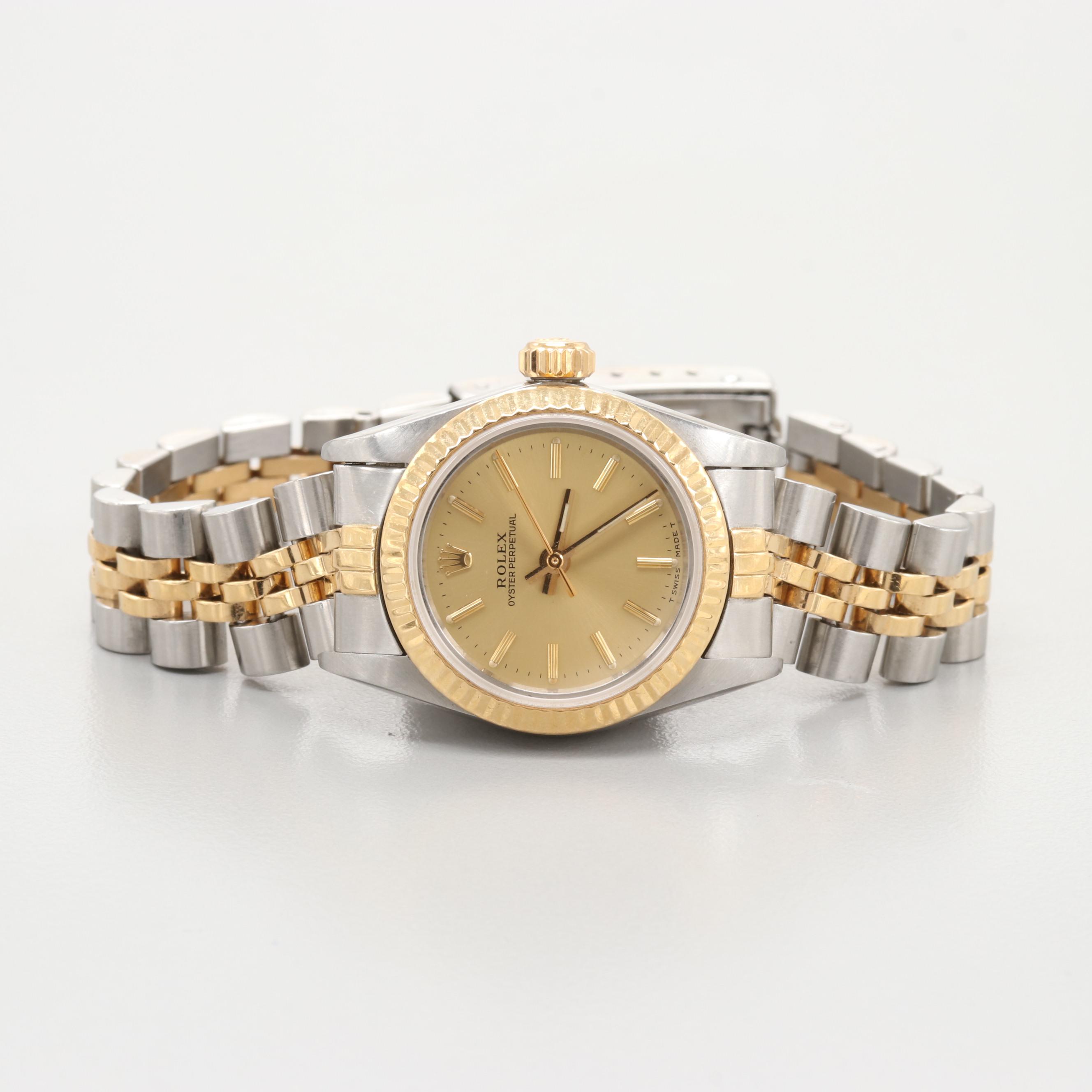 Rolex Oyster Perpetual Stainless Steel and 18K Yellow Gold Watch, 1989