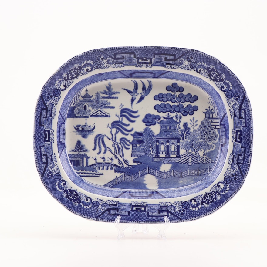Vintage Ridgway "Blue Willow" Earthenware Serving Platter