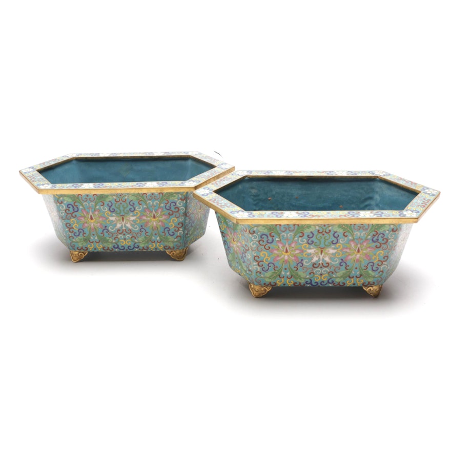 Chinese Cloisonné Ceramic Jardinières