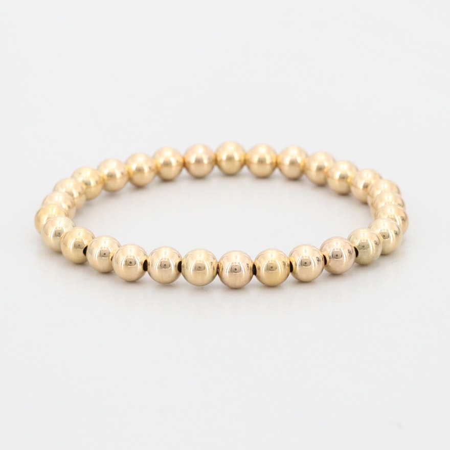 14K Yellow Gold Beaded Expandable Bracelet