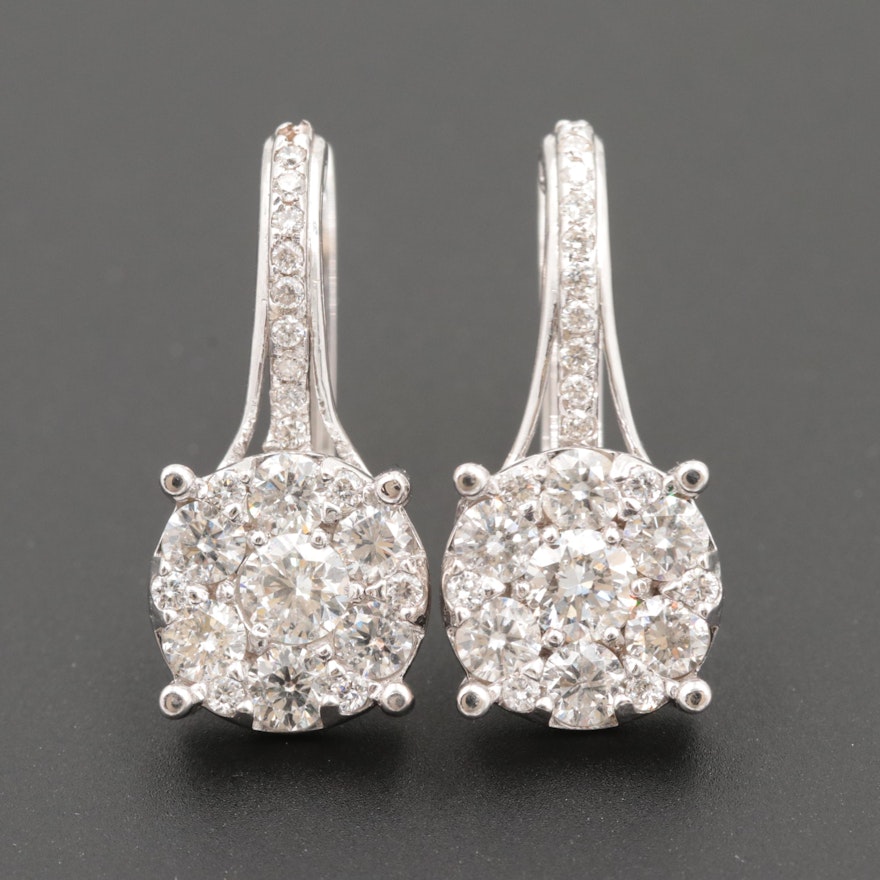 14K White Gold 1.48 CTW Diamond Earrings