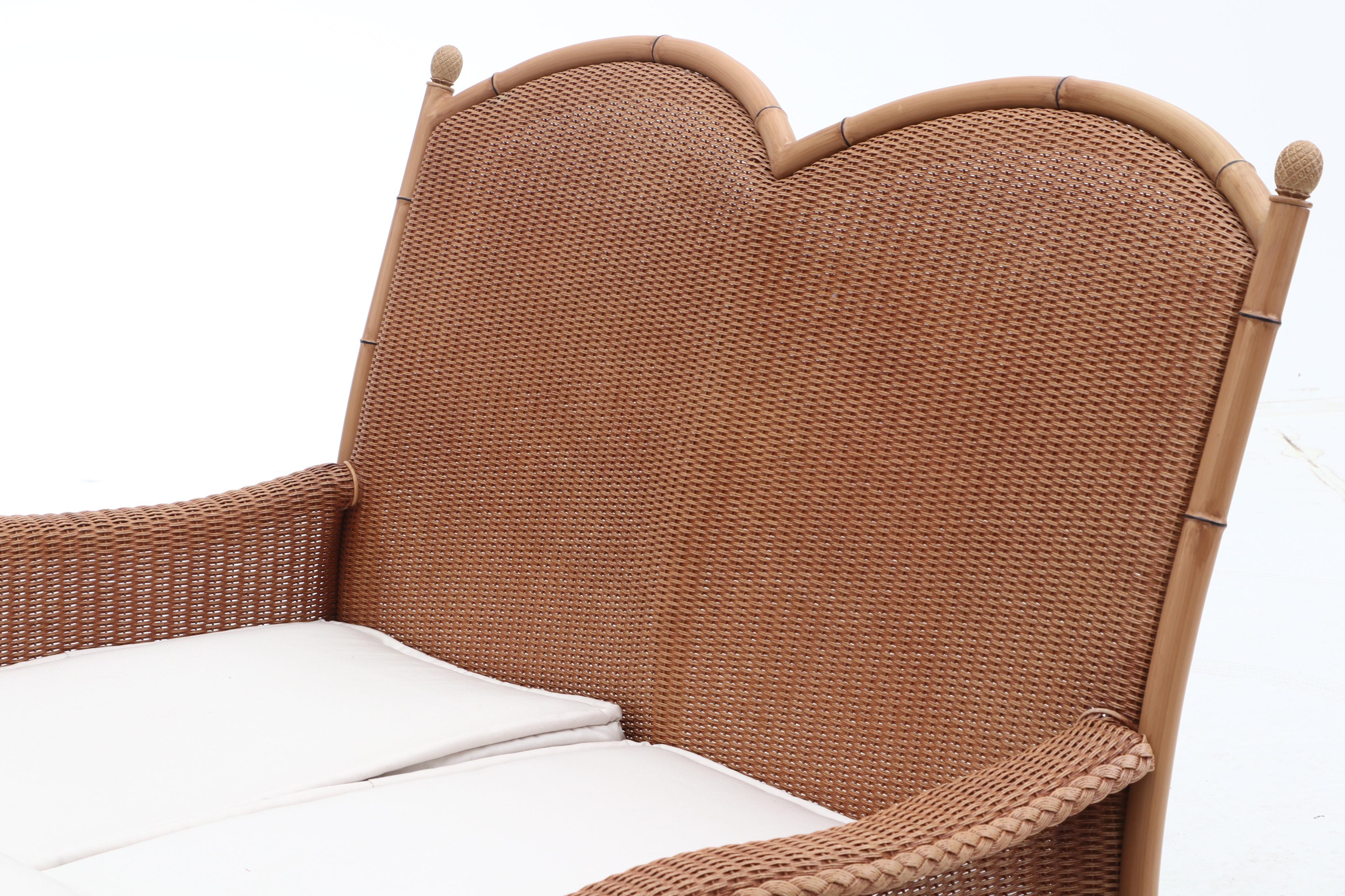 Lloyd Loom Woven Wicker Patio Love Seat and Coffee Table by Lloyd Flanders