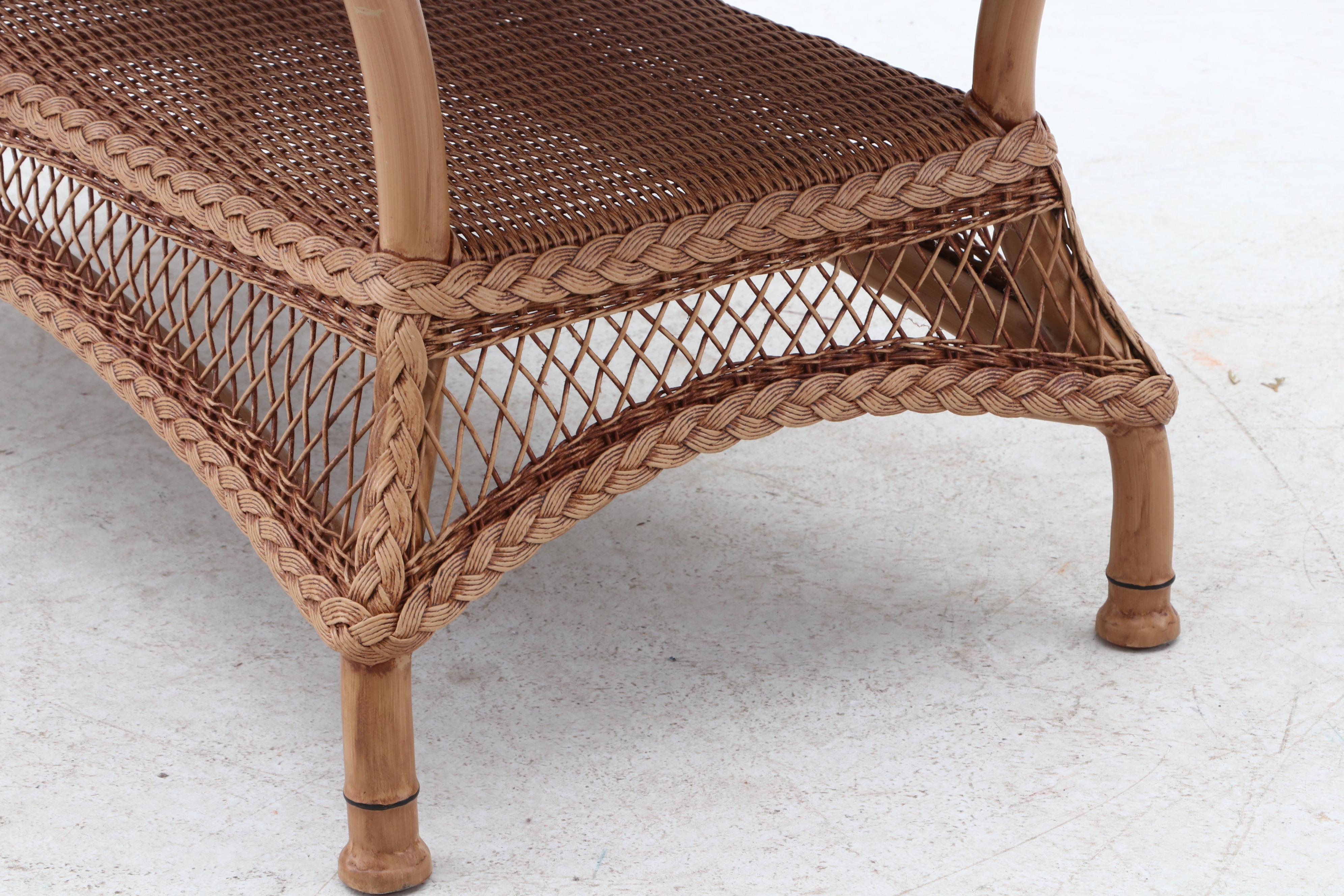 Lloyd Loom Woven Wicker Patio Love Seat and Coffee Table by Lloyd Flanders