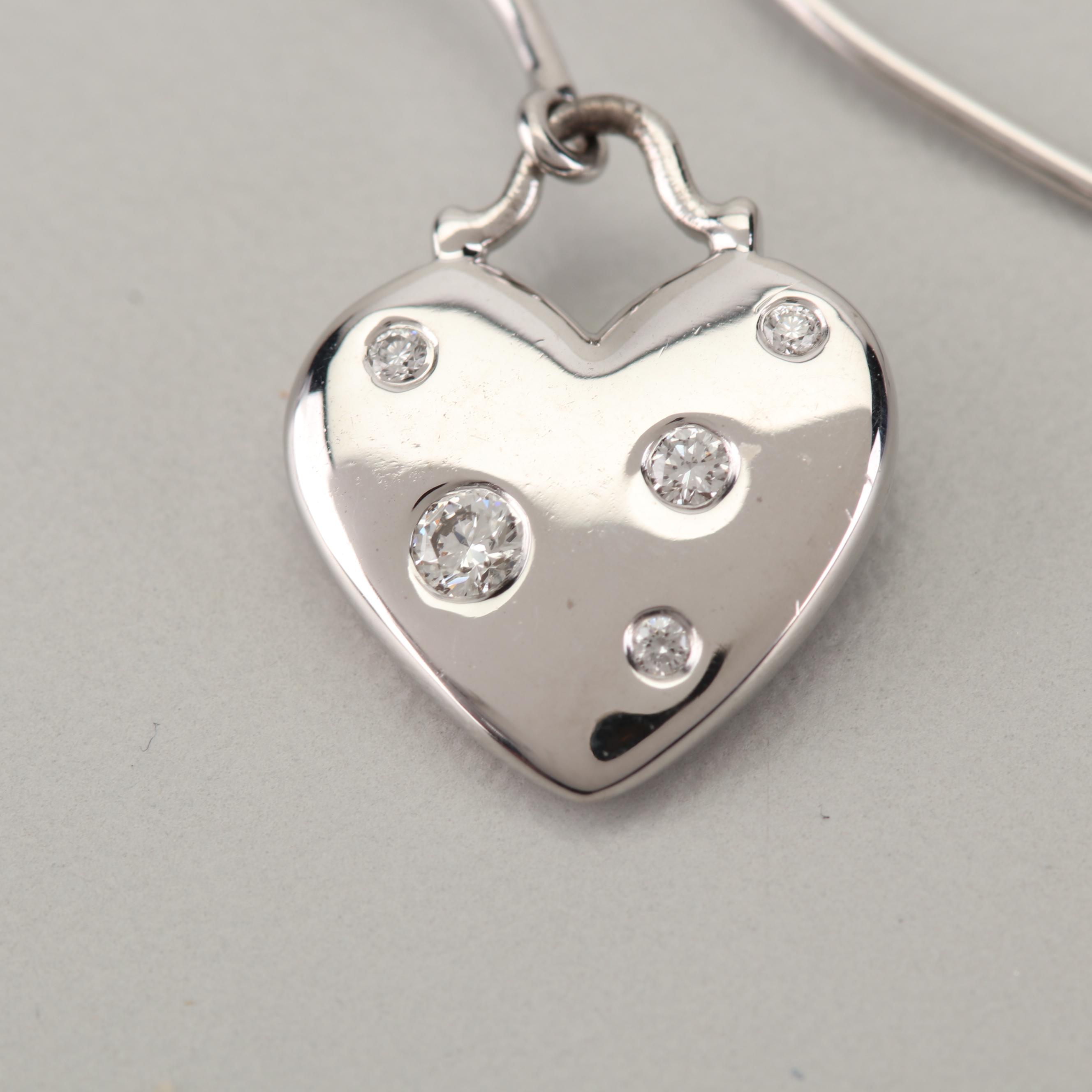 Tiffany & Co. "Etoile" 18K White Gold Diamond Heart Earrings