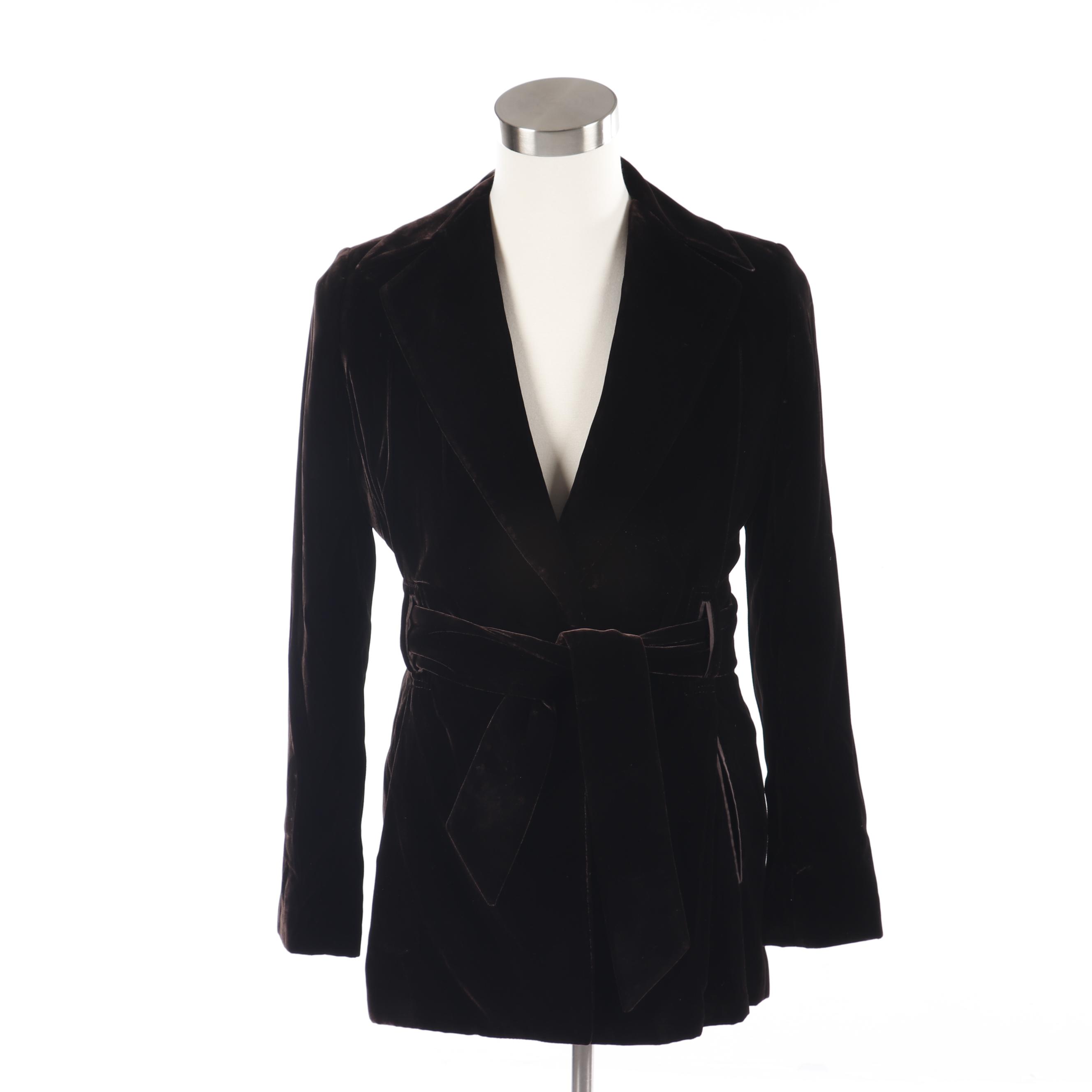 Women's Richard Tyler Collection Dark Brown Velvet Wrap Jacket