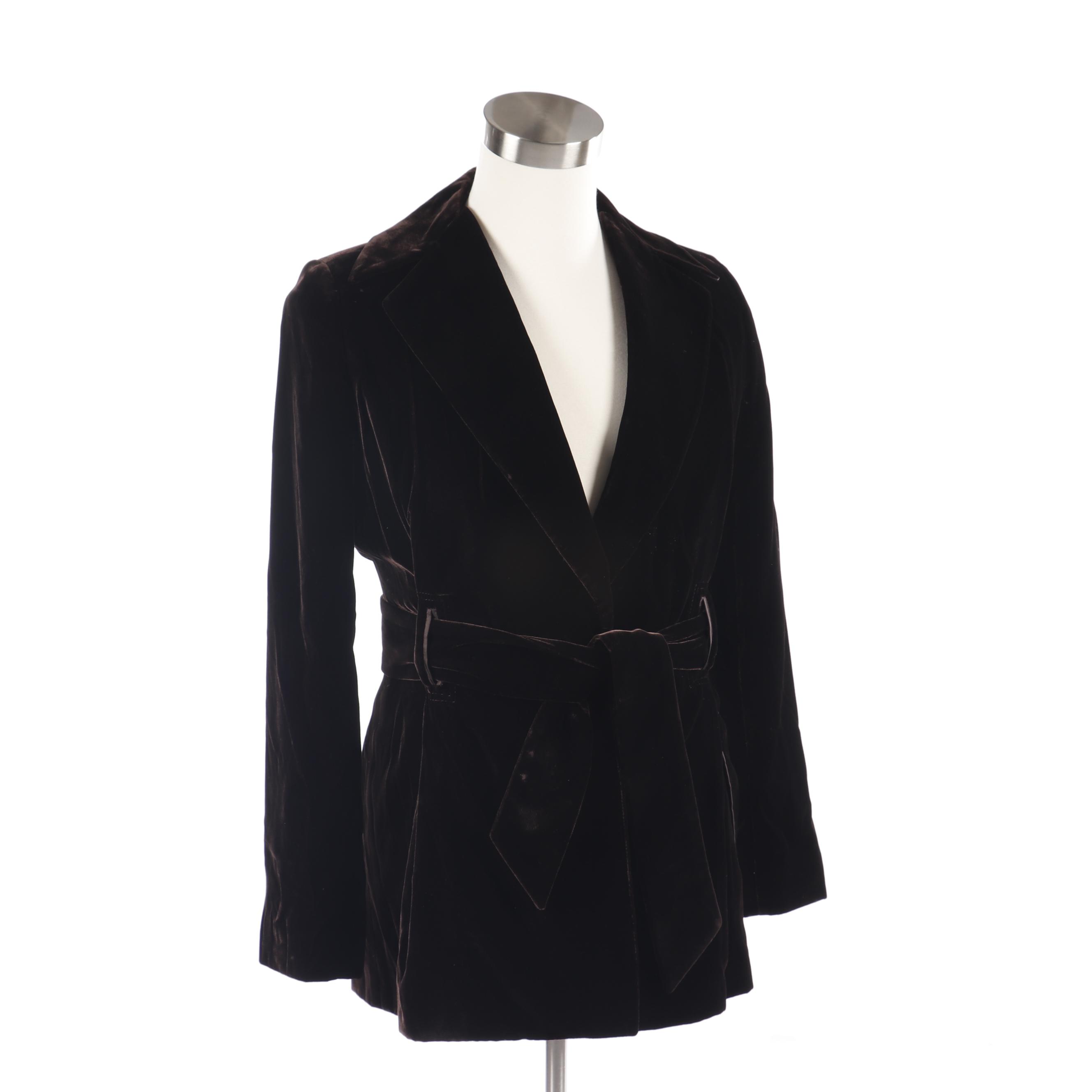 Women's Richard Tyler Collection Dark Brown Velvet Wrap Jacket