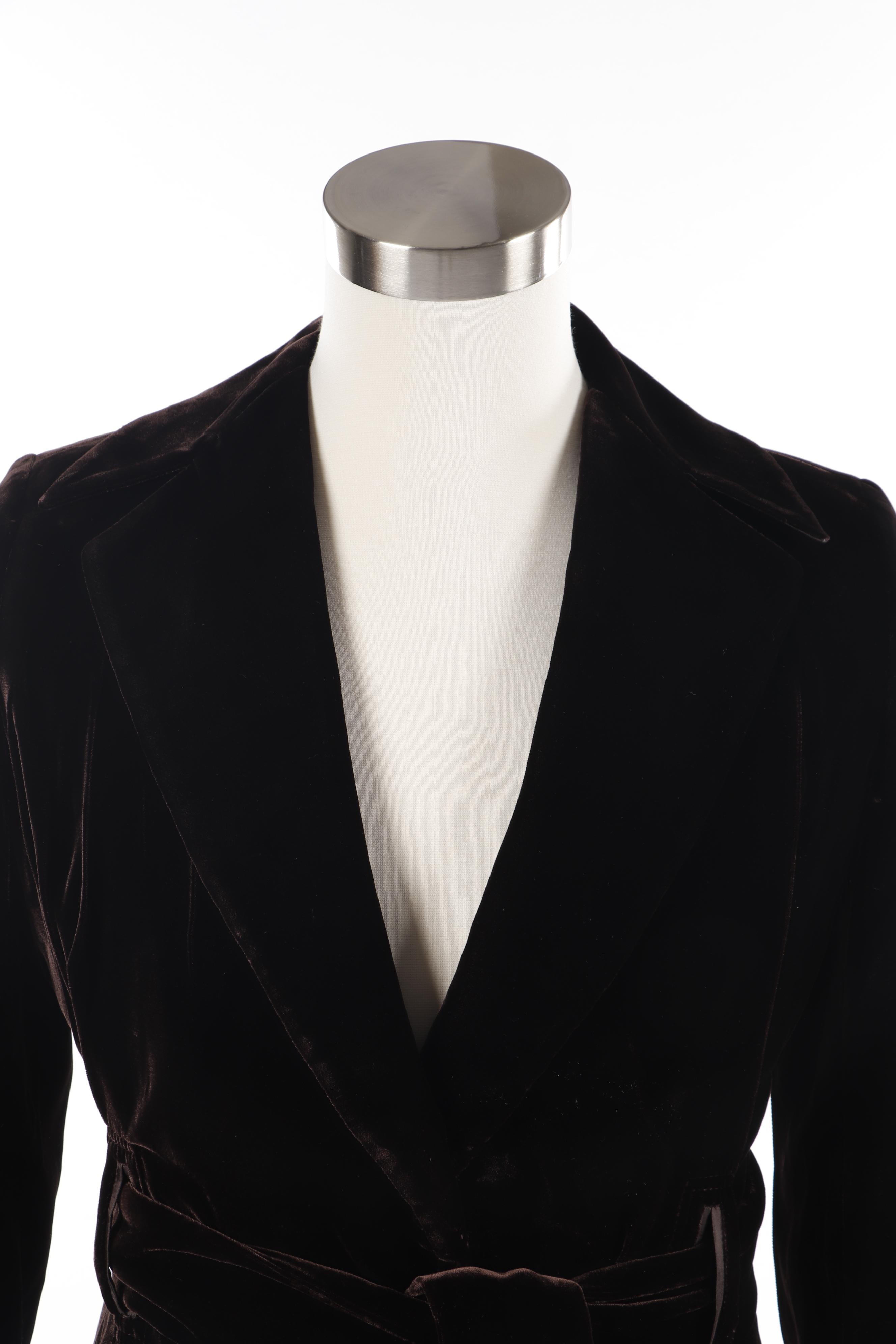 Women's Richard Tyler Collection Dark Brown Velvet Wrap Jacket