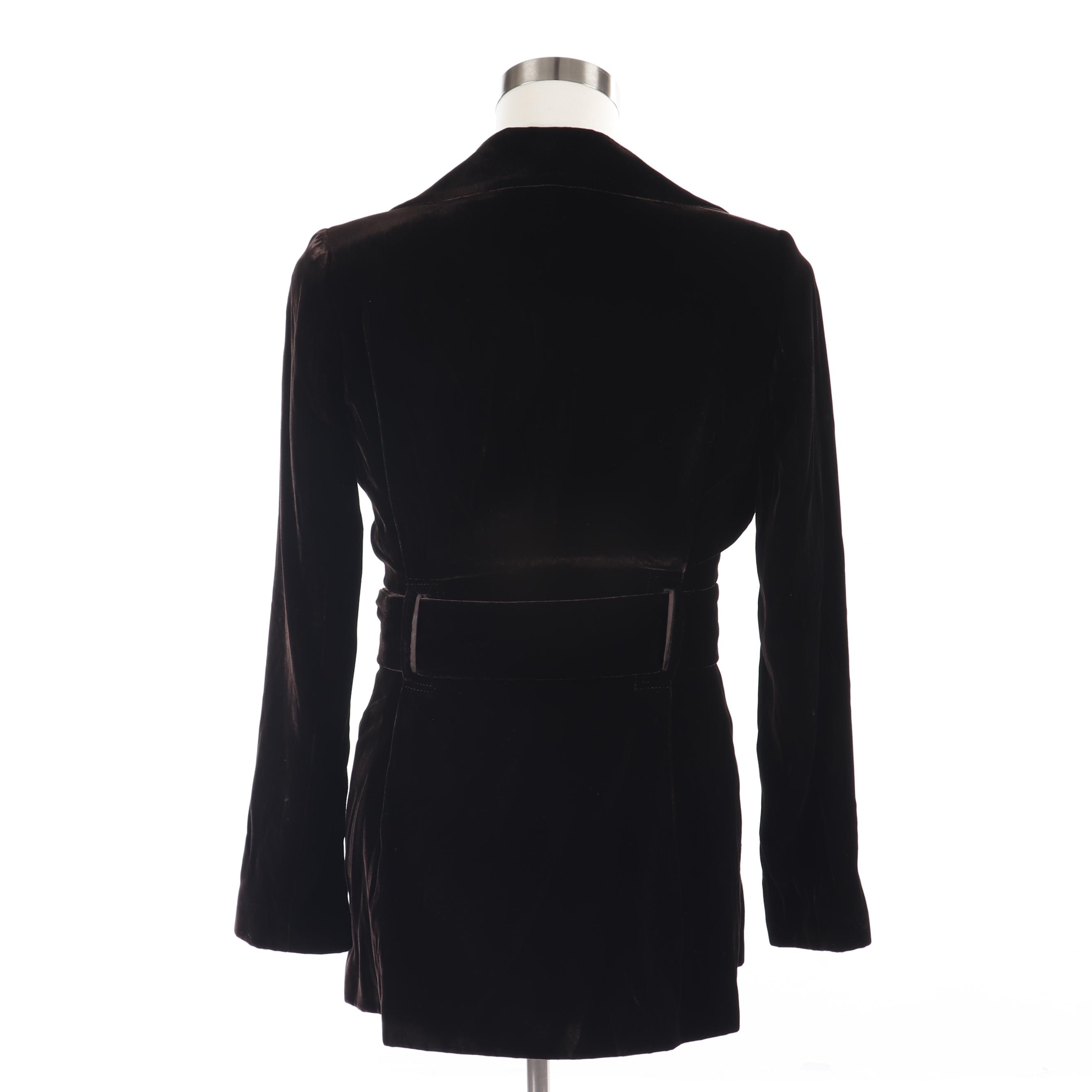 Women's Richard Tyler Collection Dark Brown Velvet Wrap Jacket