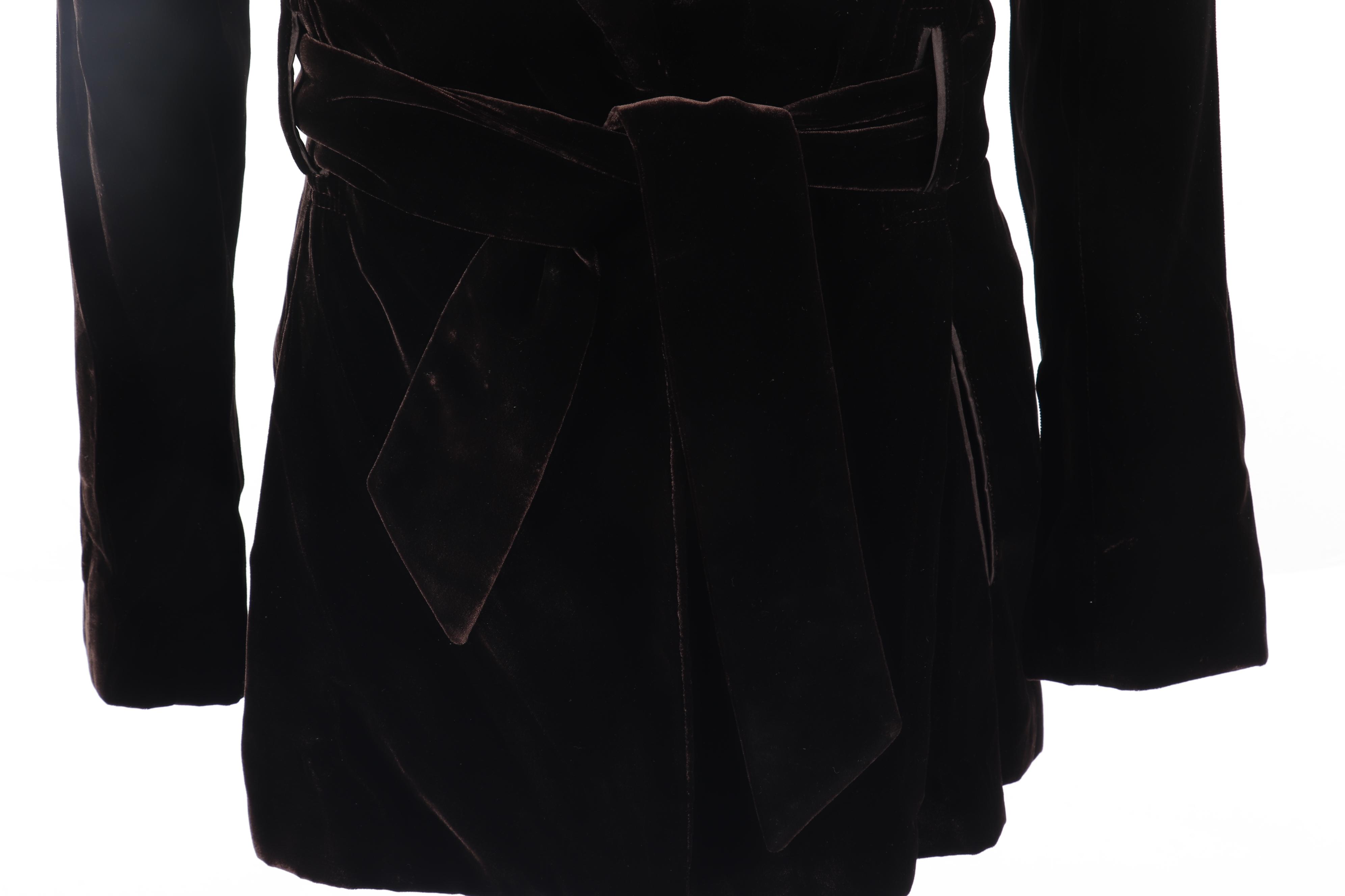 Women's Richard Tyler Collection Dark Brown Velvet Wrap Jacket