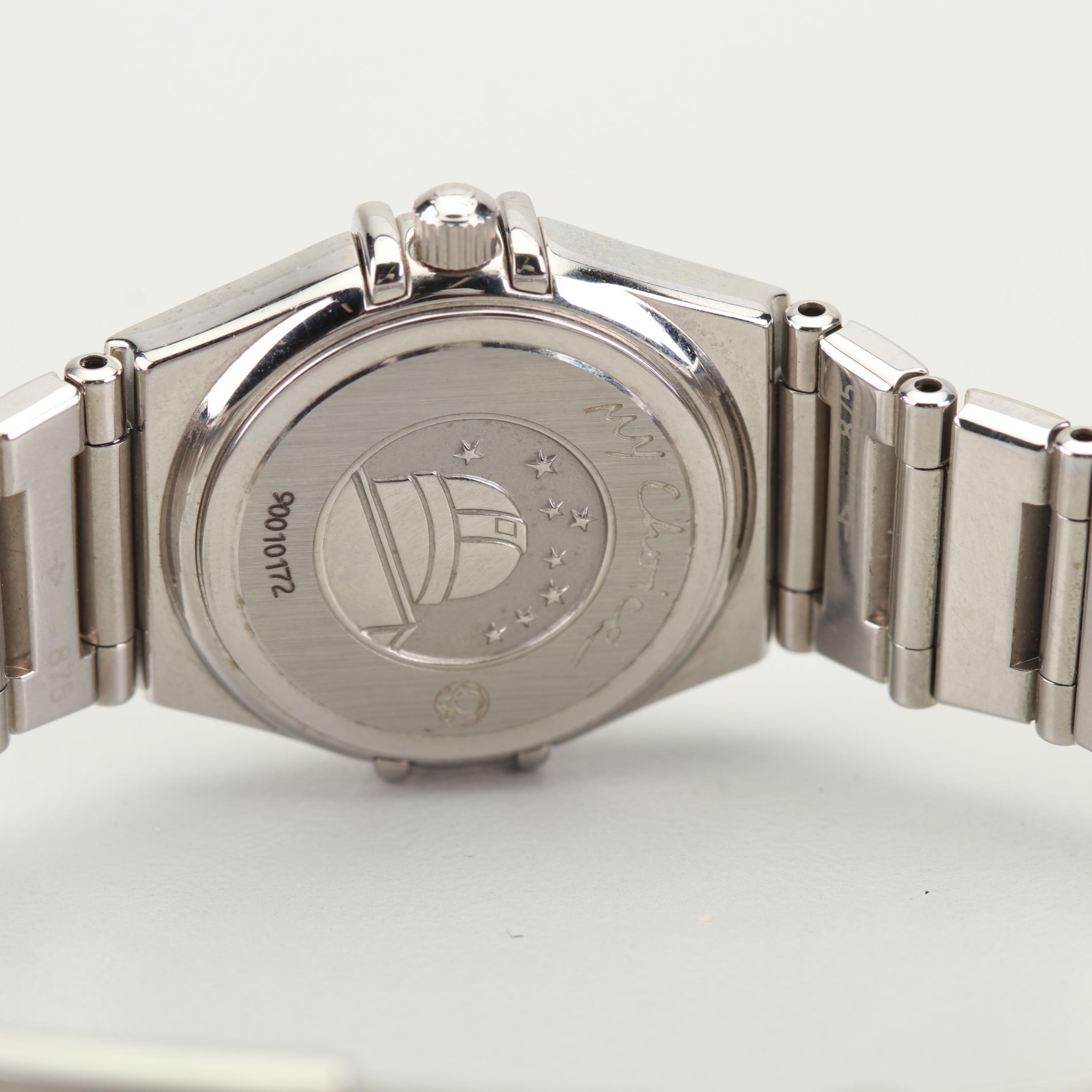 Omega Constellation 18K White Gold Diamond Bezel Stainless Steel Watch