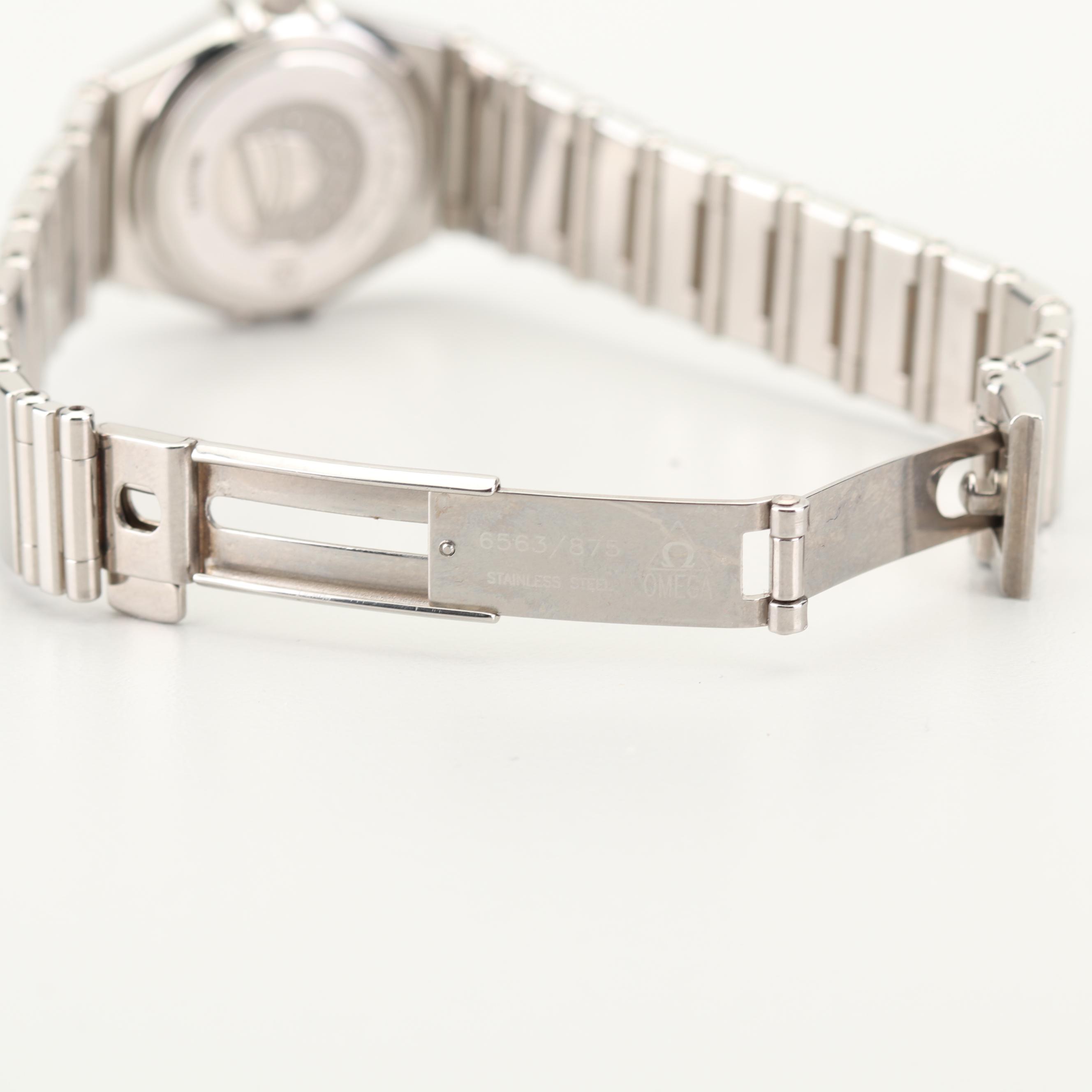 Omega Constellation 18K White Gold Diamond Bezel Stainless Steel Watch