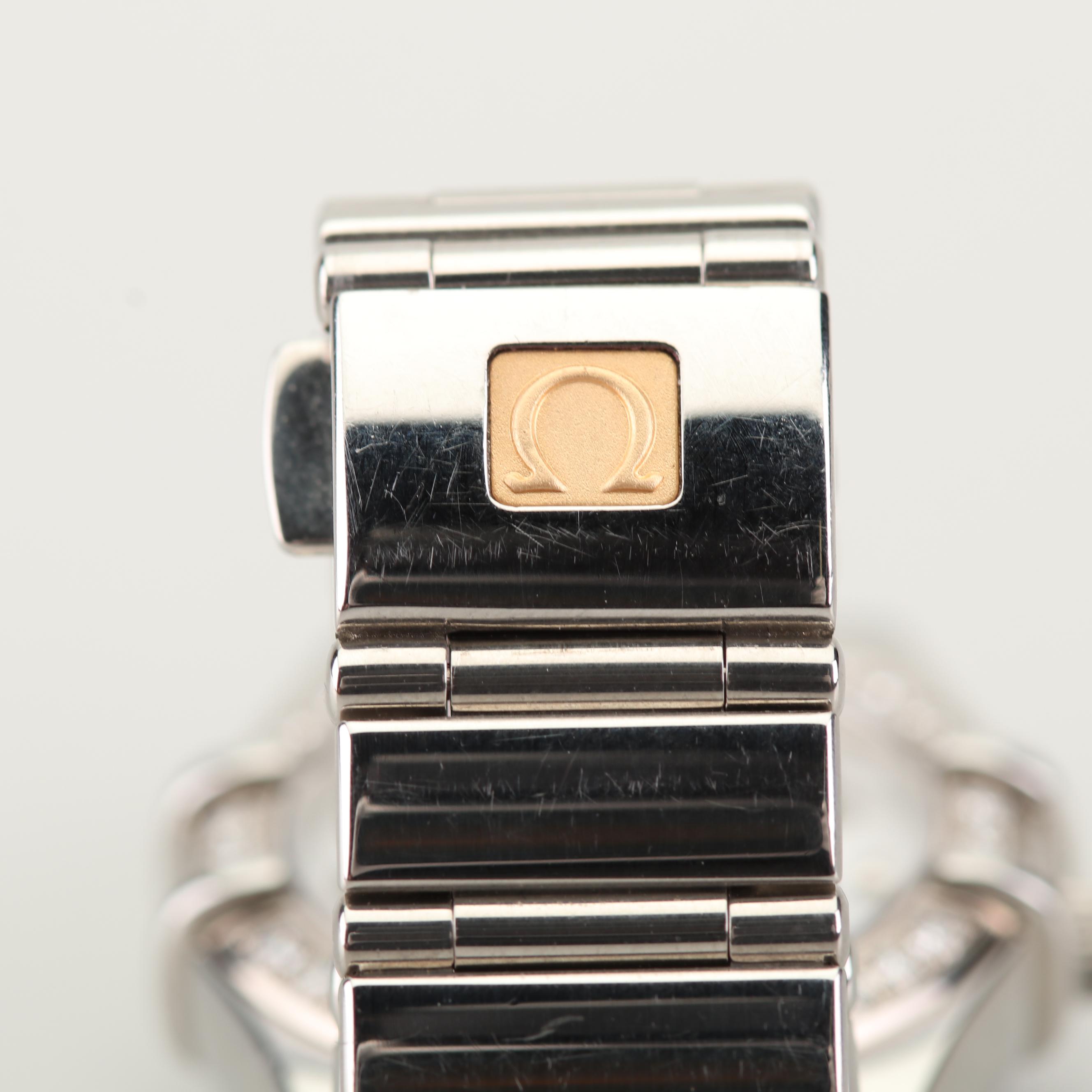 Omega Constellation 18K White Gold Diamond Bezel Stainless Steel Watch