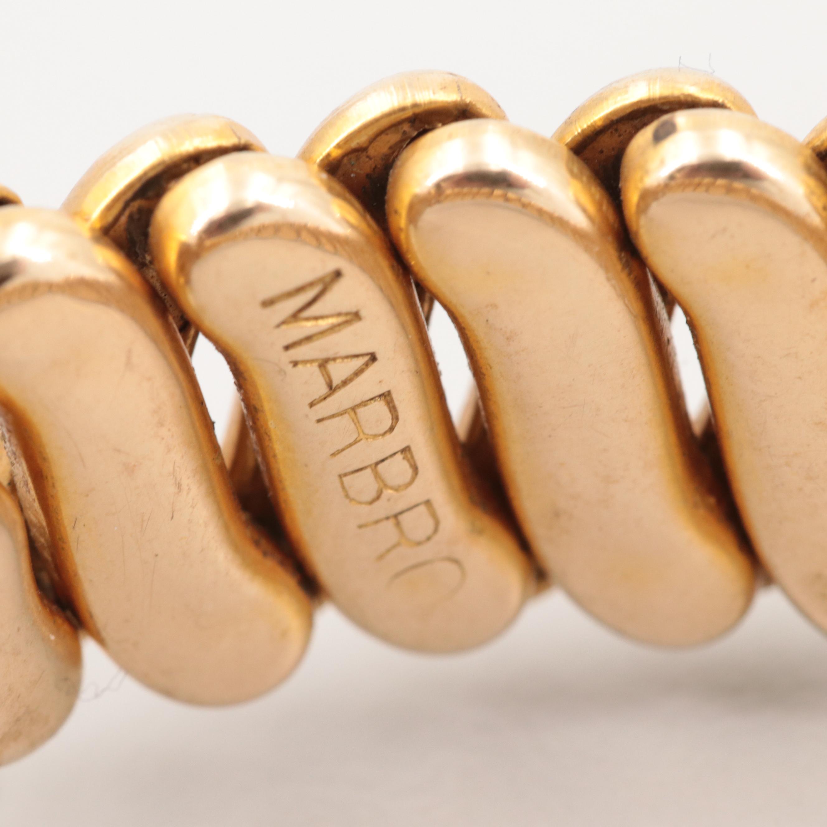 Vintage Gold Tone Expandable Sweetheart Bracelet with Engraved Locket