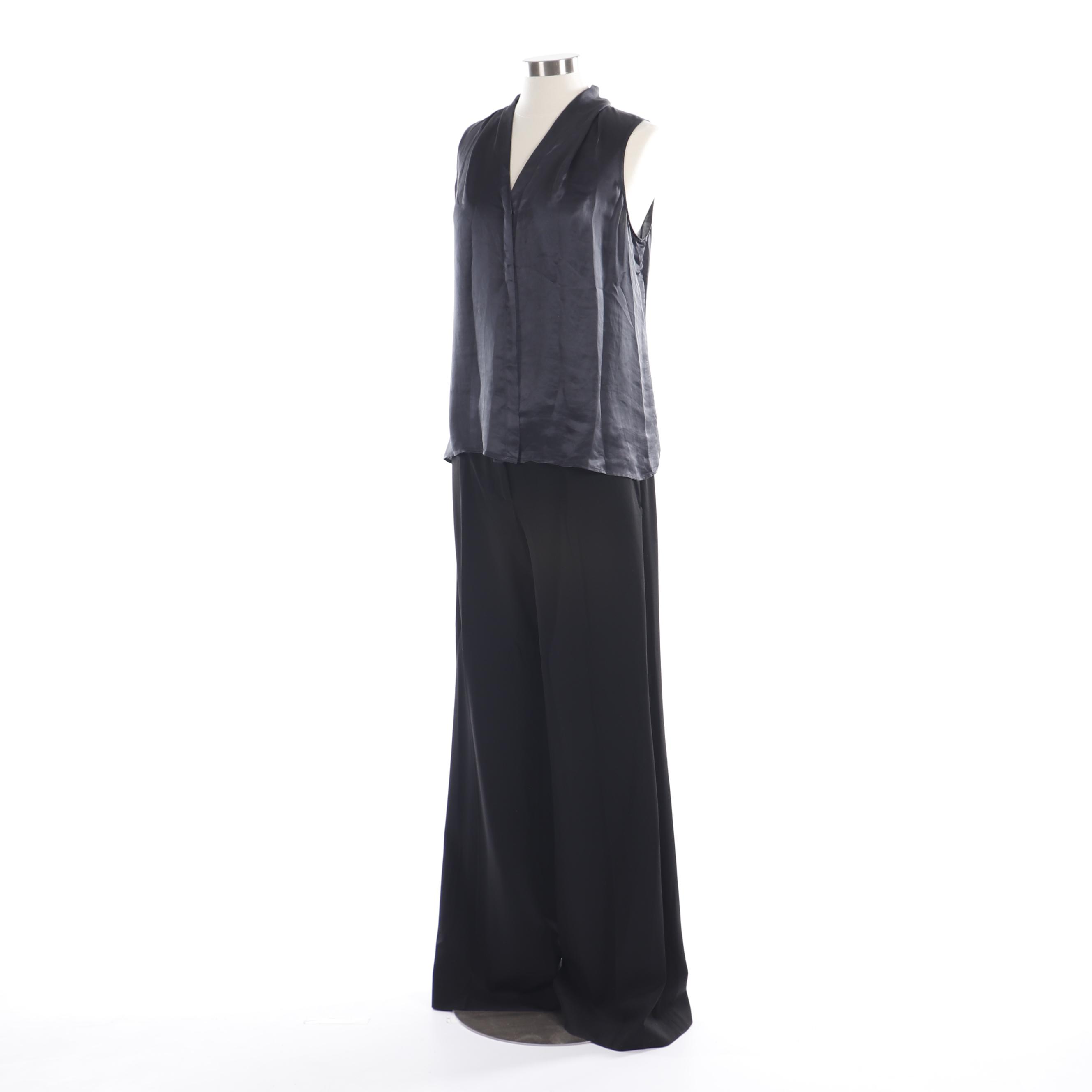 Women's Theory Black Sleeveless Top and DKNY Black Trousers