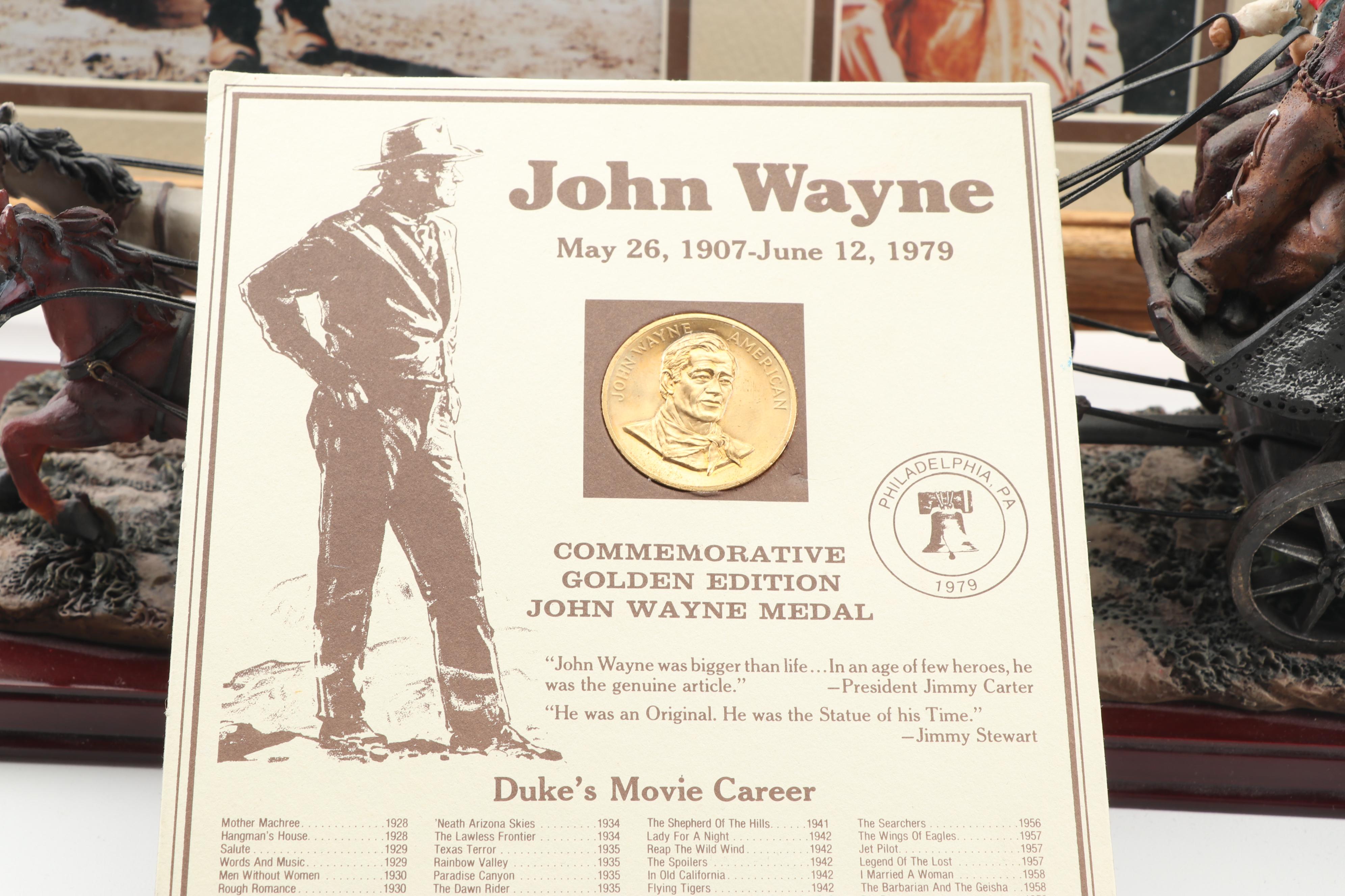 John Wayne Memorabilia including Golden Edition Medal
