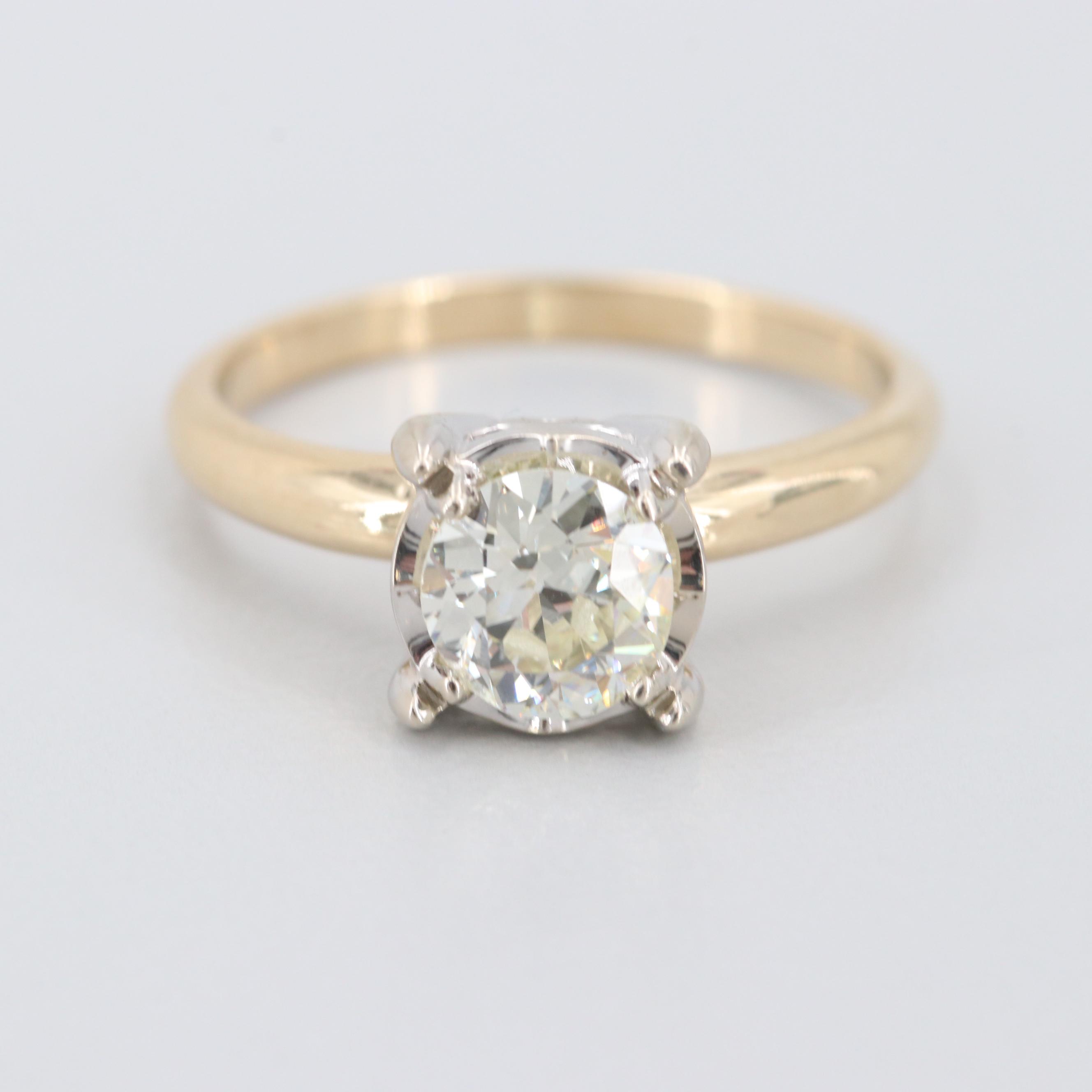 14K Yellow Gold Diamond Solitaire Ring