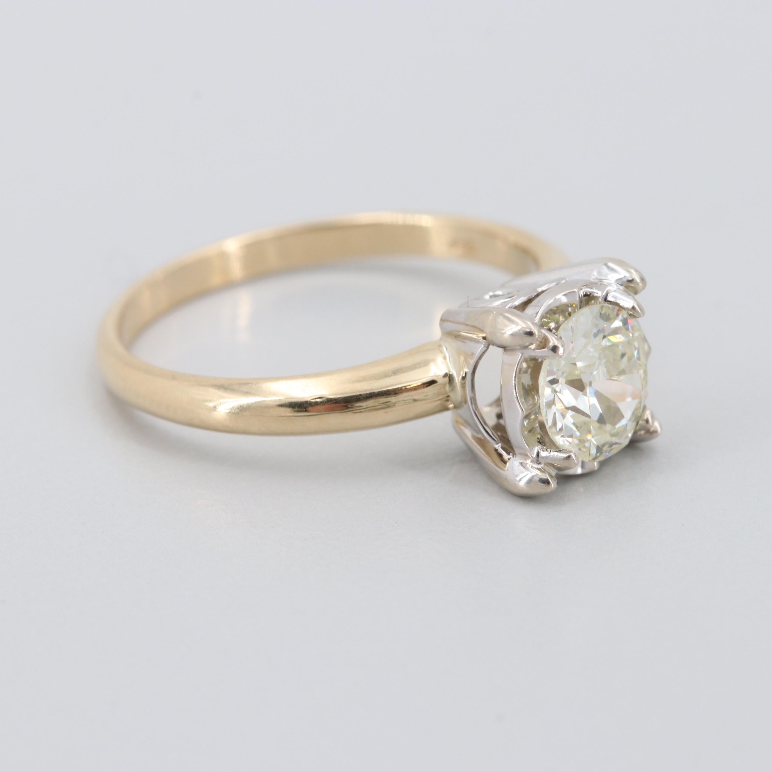 14K Yellow Gold Diamond Solitaire Ring