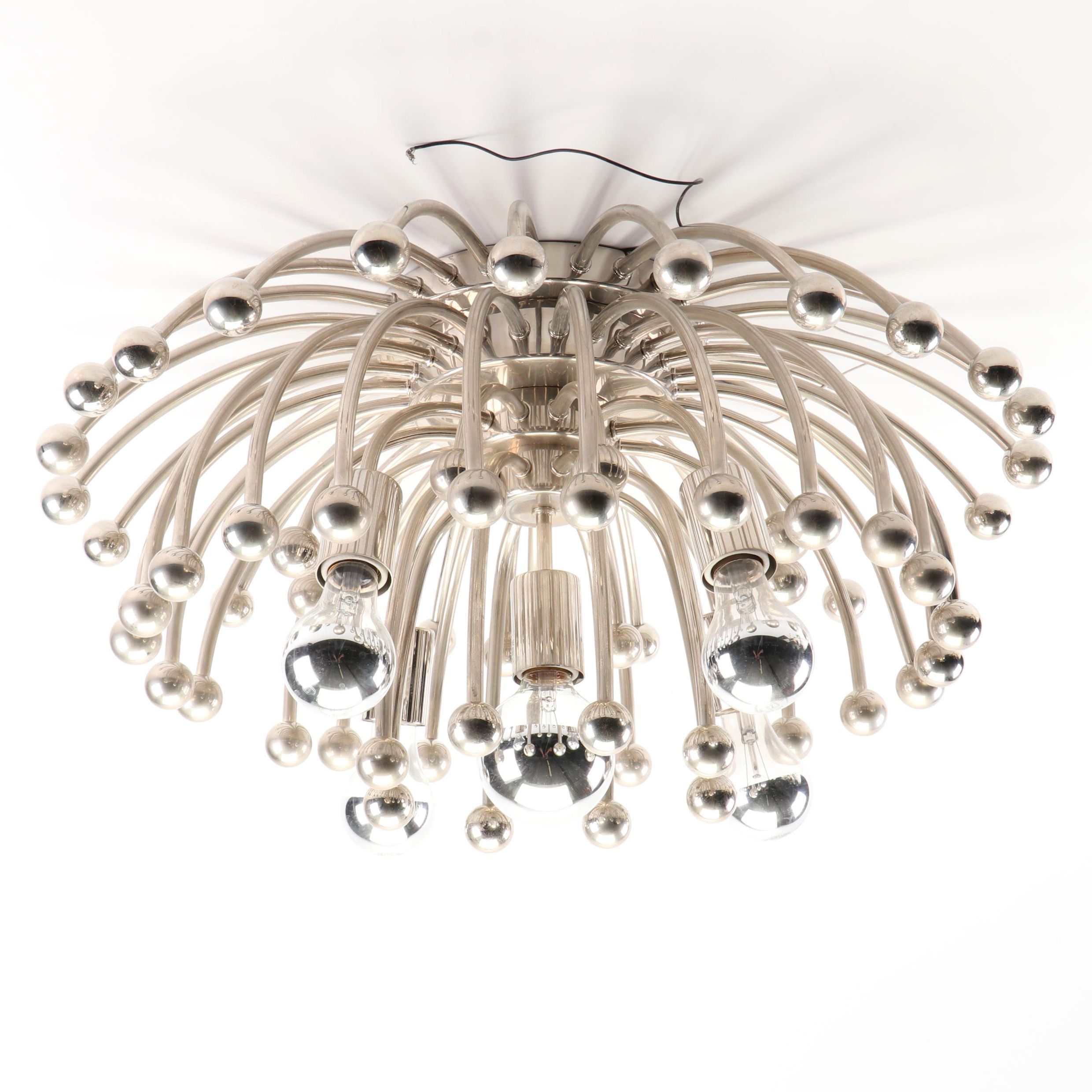 Chrome Finish Five-Light Multi-Arm Recessed Ceiling Light