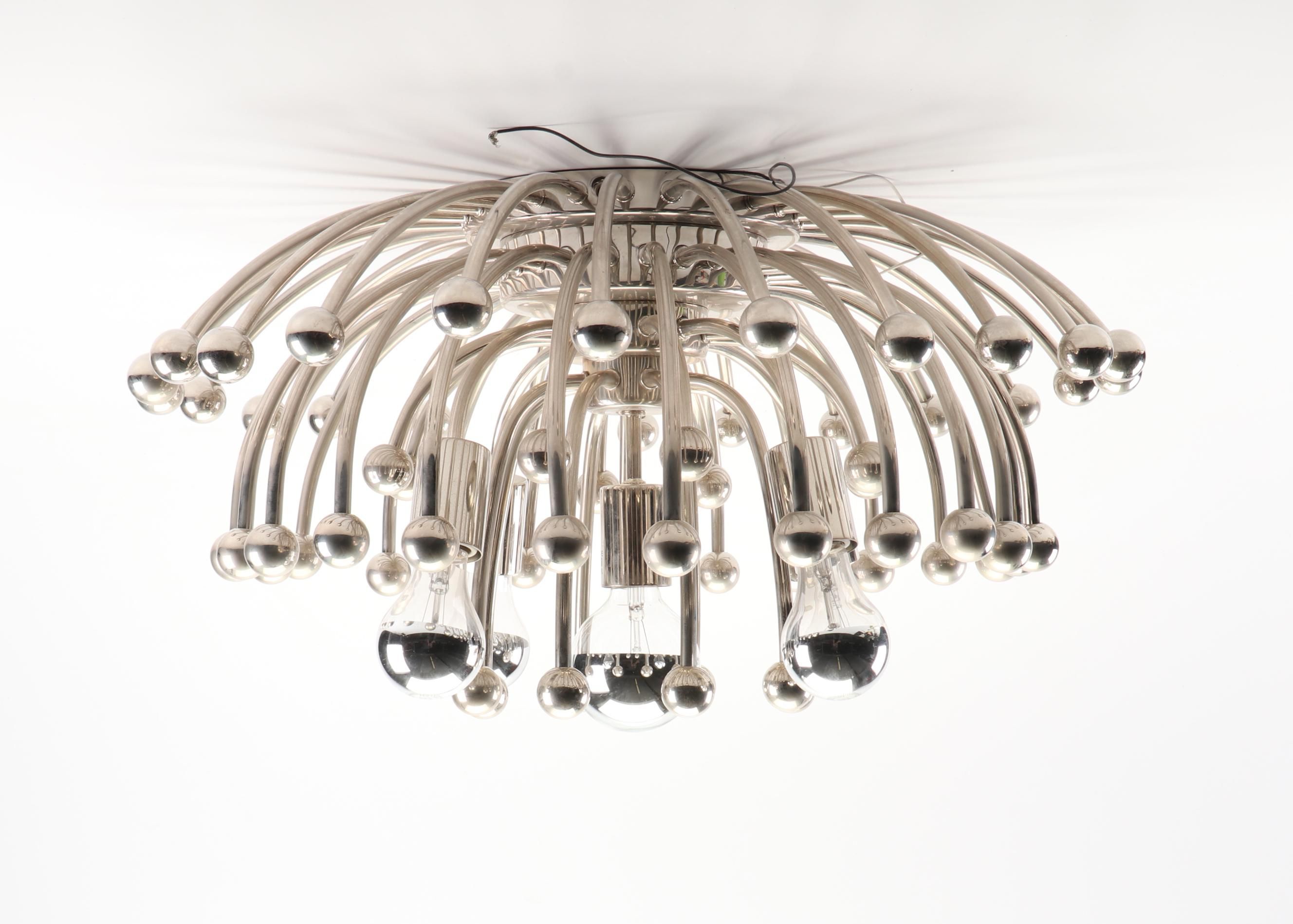 Chrome Finish Five-Light Multi-Arm Recessed Ceiling Light