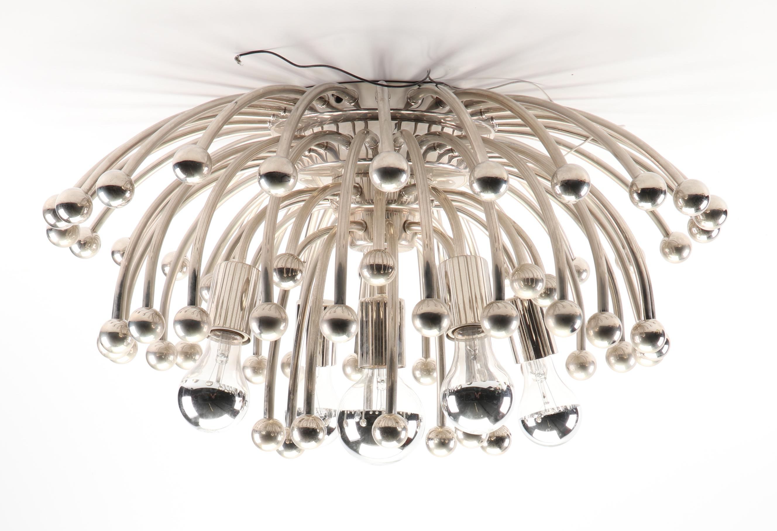 Chrome Finish Five-Light Multi-Arm Recessed Ceiling Light