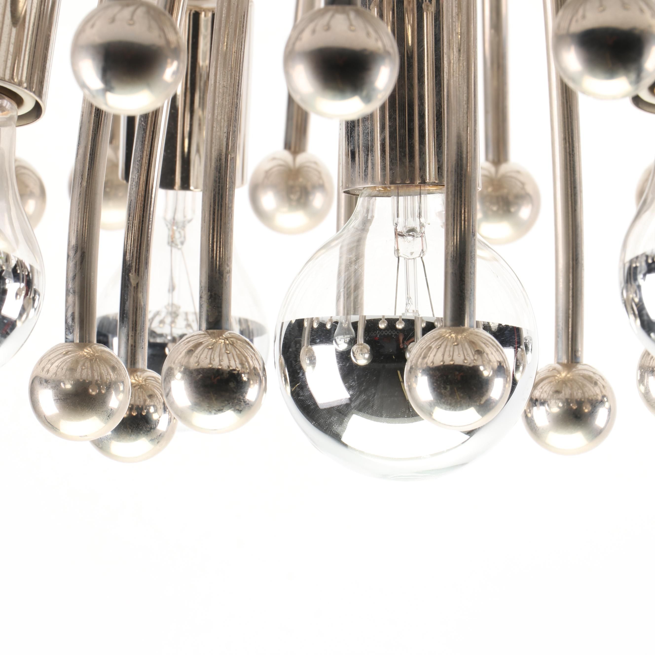 Chrome Finish Five-Light Multi-Arm Recessed Ceiling Light