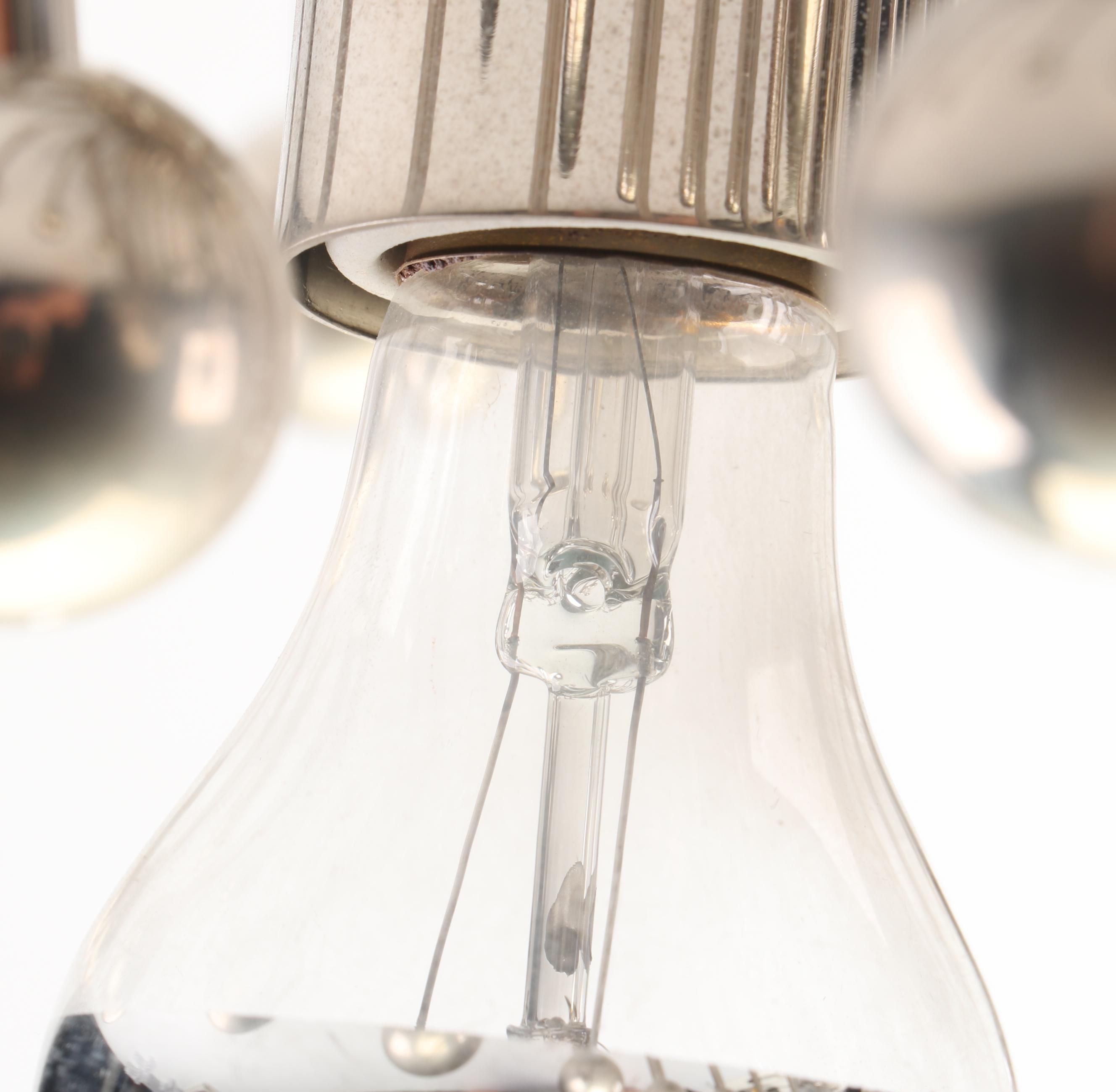 Chrome Finish Five-Light Multi-Arm Recessed Ceiling Light