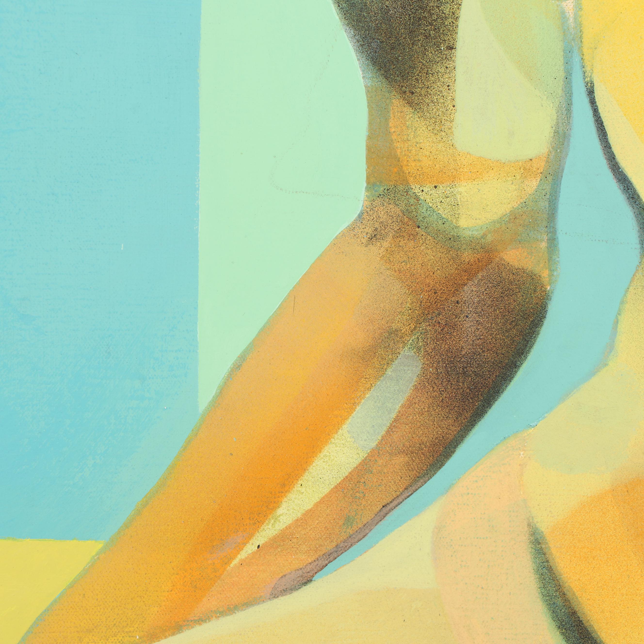 Juan Antonio Roda Cubist Nude Acrylic Painting