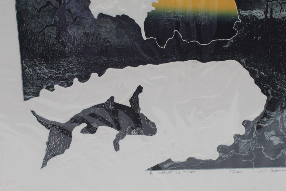 W.E. Coombs Embossed Lithograph "A Moment in Time"