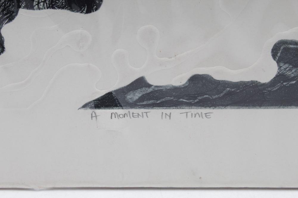 W.E. Coombs Embossed Lithograph "A Moment in Time"