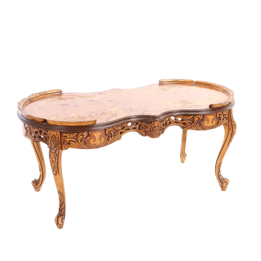 Louis XV Style Mahogany and Marquetry Coffee Table, 20th Century