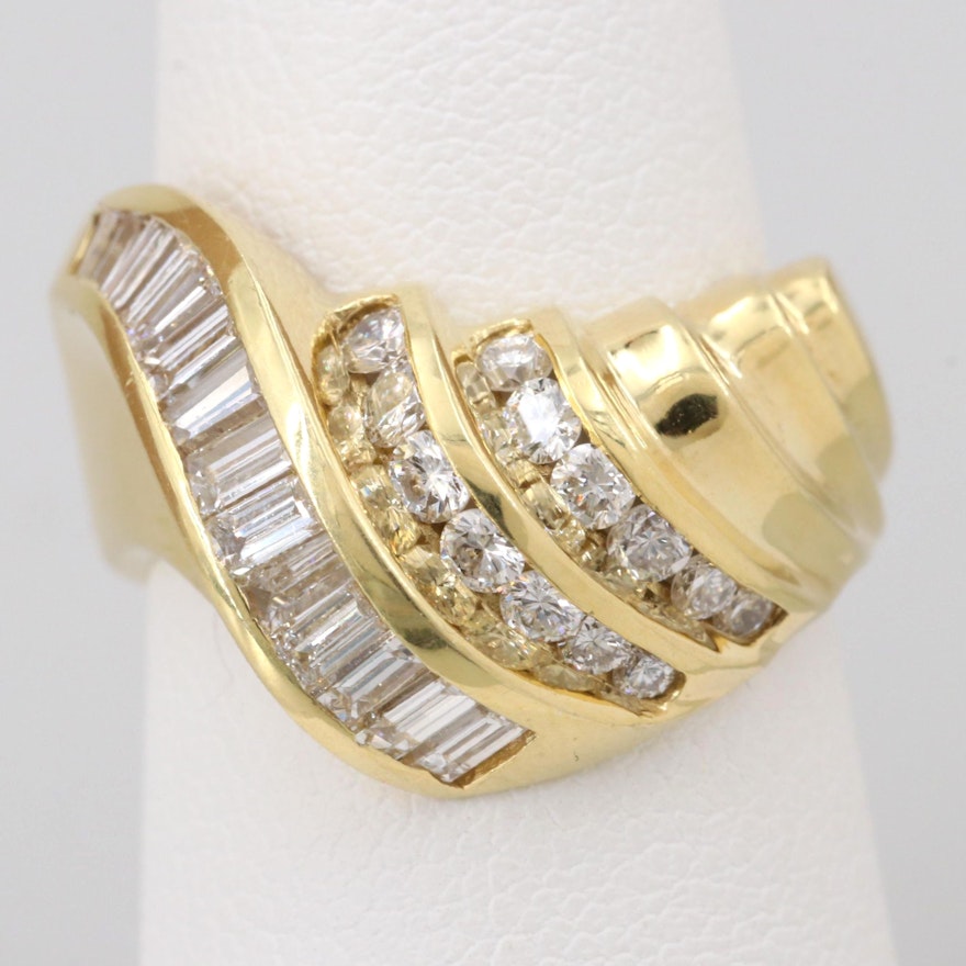 18K Yellow Gold 1.10 DWT Diamond Ring