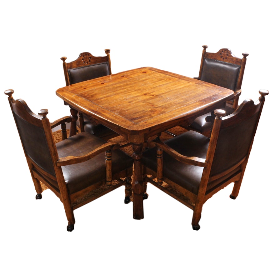 Vintage Wooden Table and Chair Set