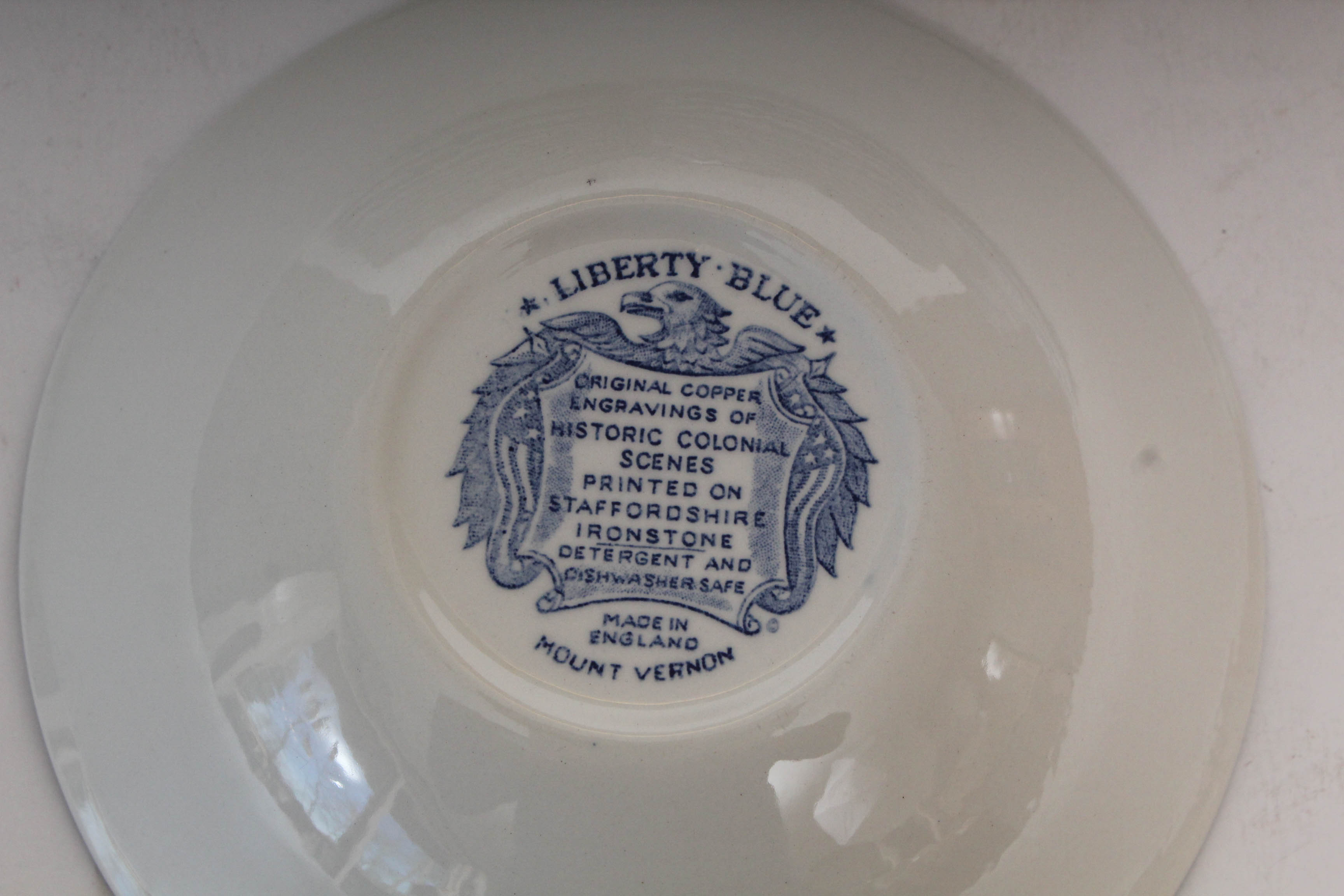 Staffordshire Ironstone "Liberty Blue" Historic Colonial Scene Dinnerware