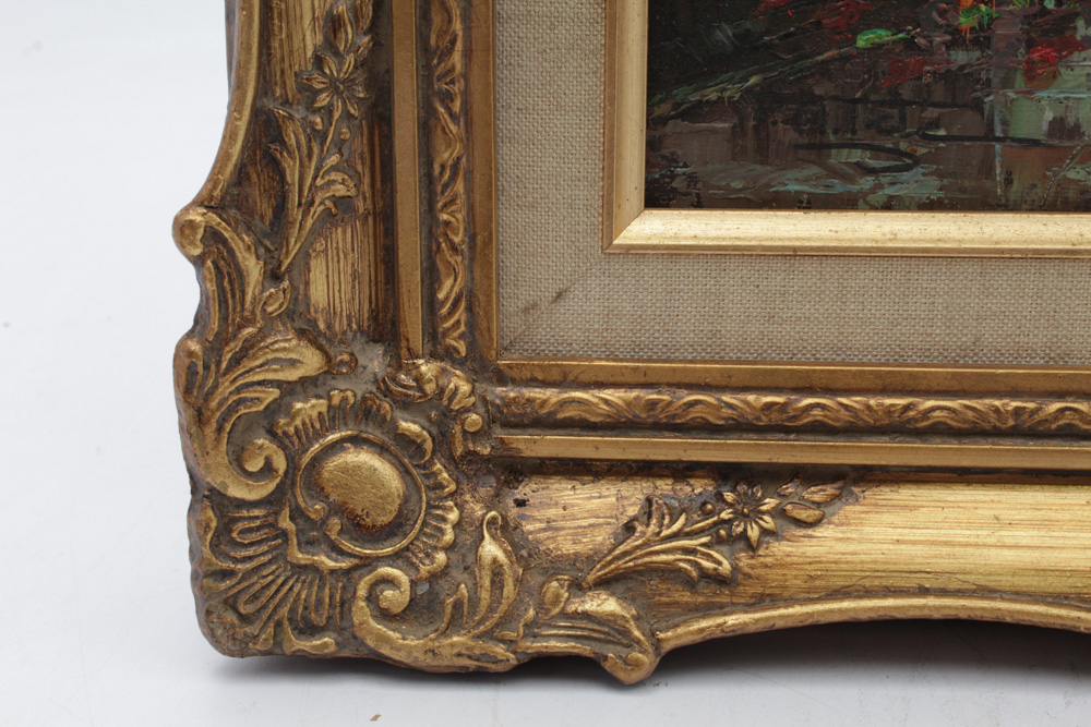 P. G. Tiele Mid-Century Oil Painting Paris Street with Notre Dame