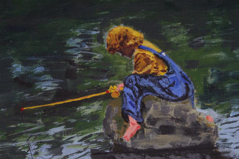 Boy Fishing Oil Painting