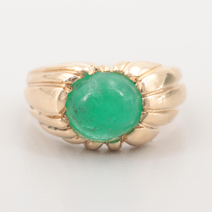 14K Yellow Gold Emerald Ring