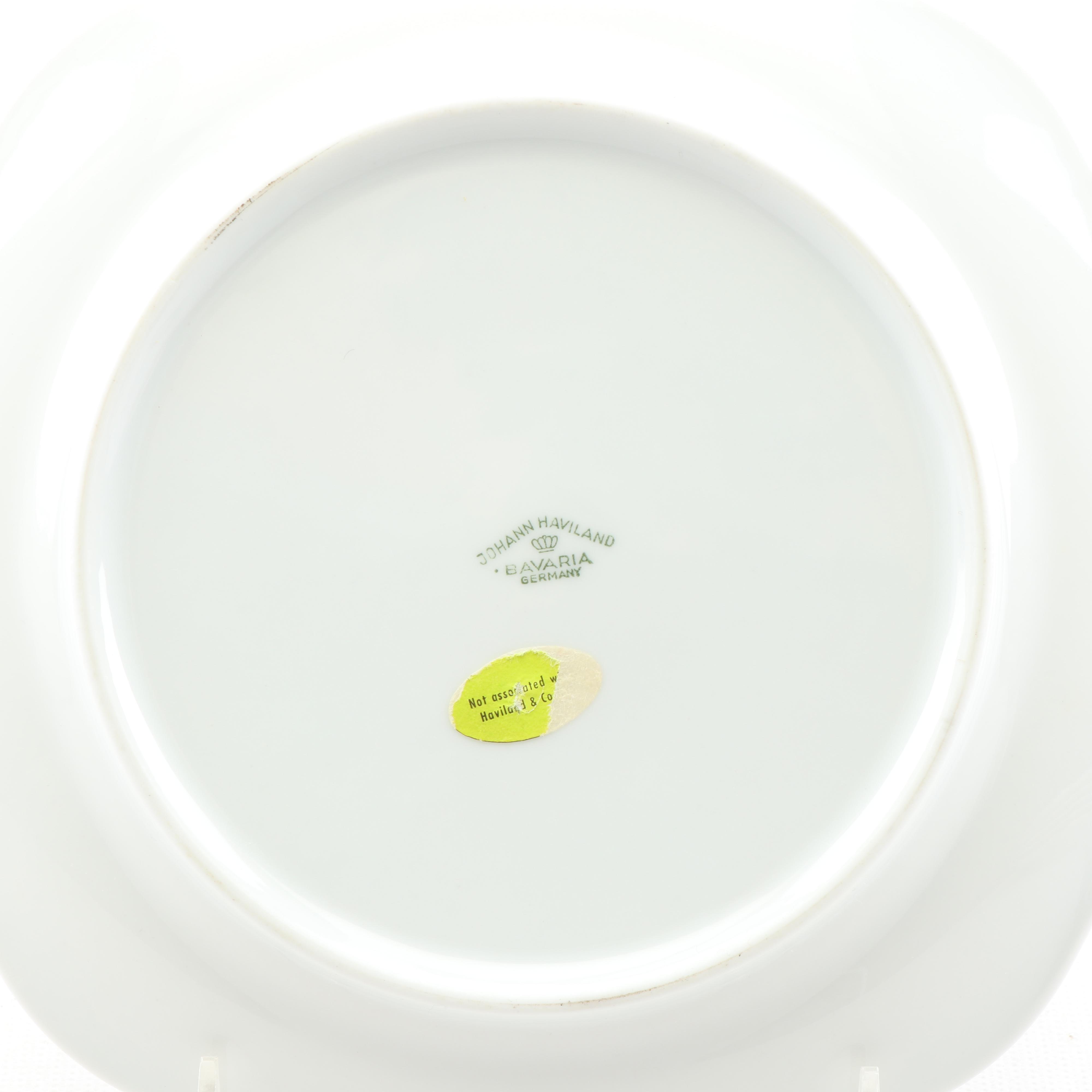 Vintage Johann Haviland Fruit Themed Porcelain Coffee Pot and Dessert Plates