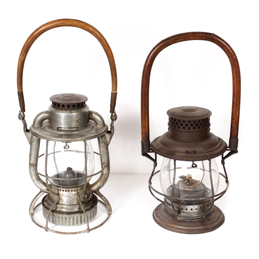 Antique Adlake Reliable and Dietz Vesta Railroad Lanterns