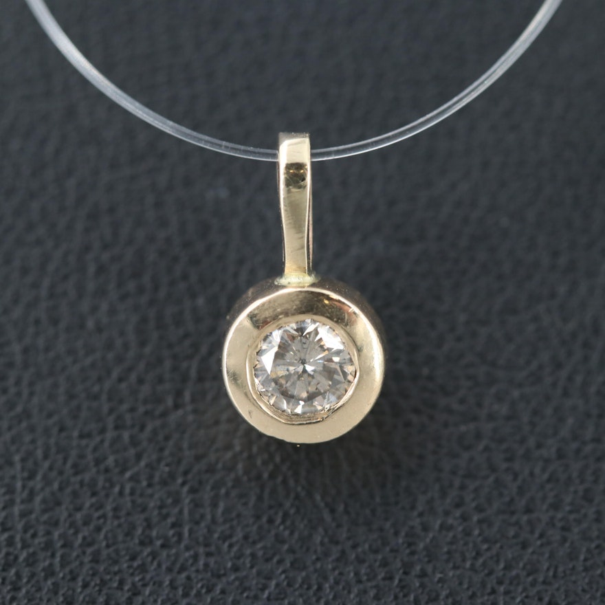 14K Yellow Gold Diamond Pendant