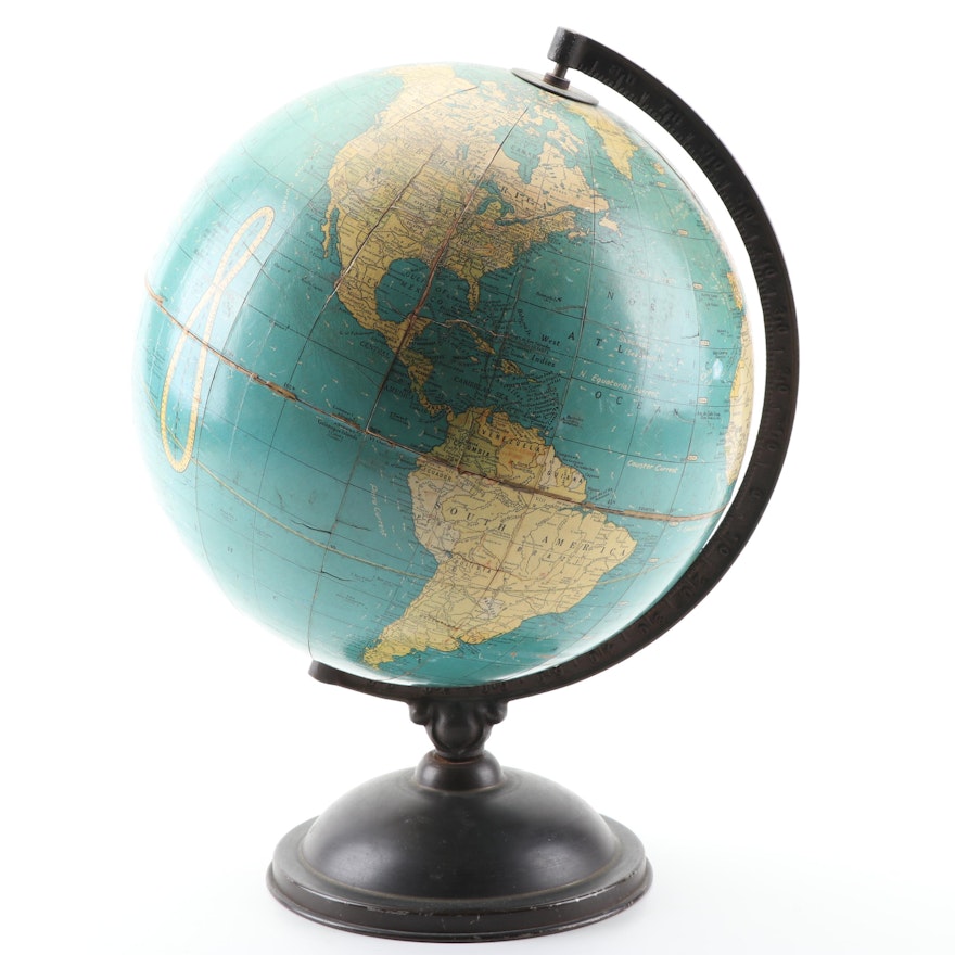 Cram's Universal Terrestrial 12" Globe with Metal Stand