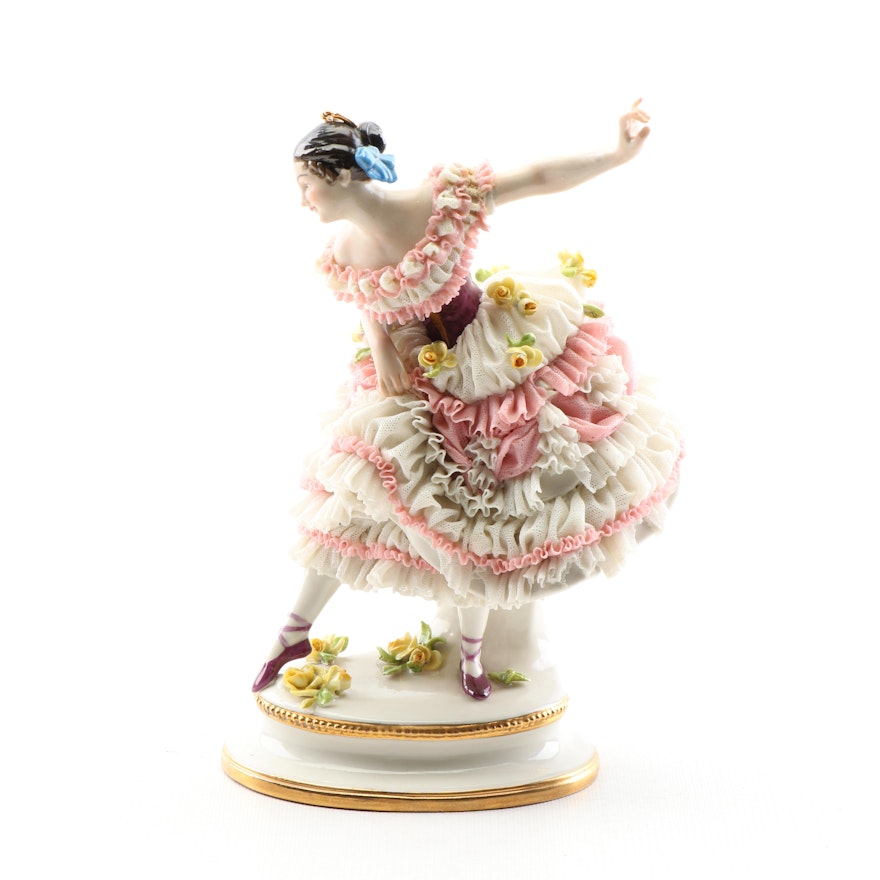 Volkstedt Thuringia Dresden Lace Porcelain Figurine