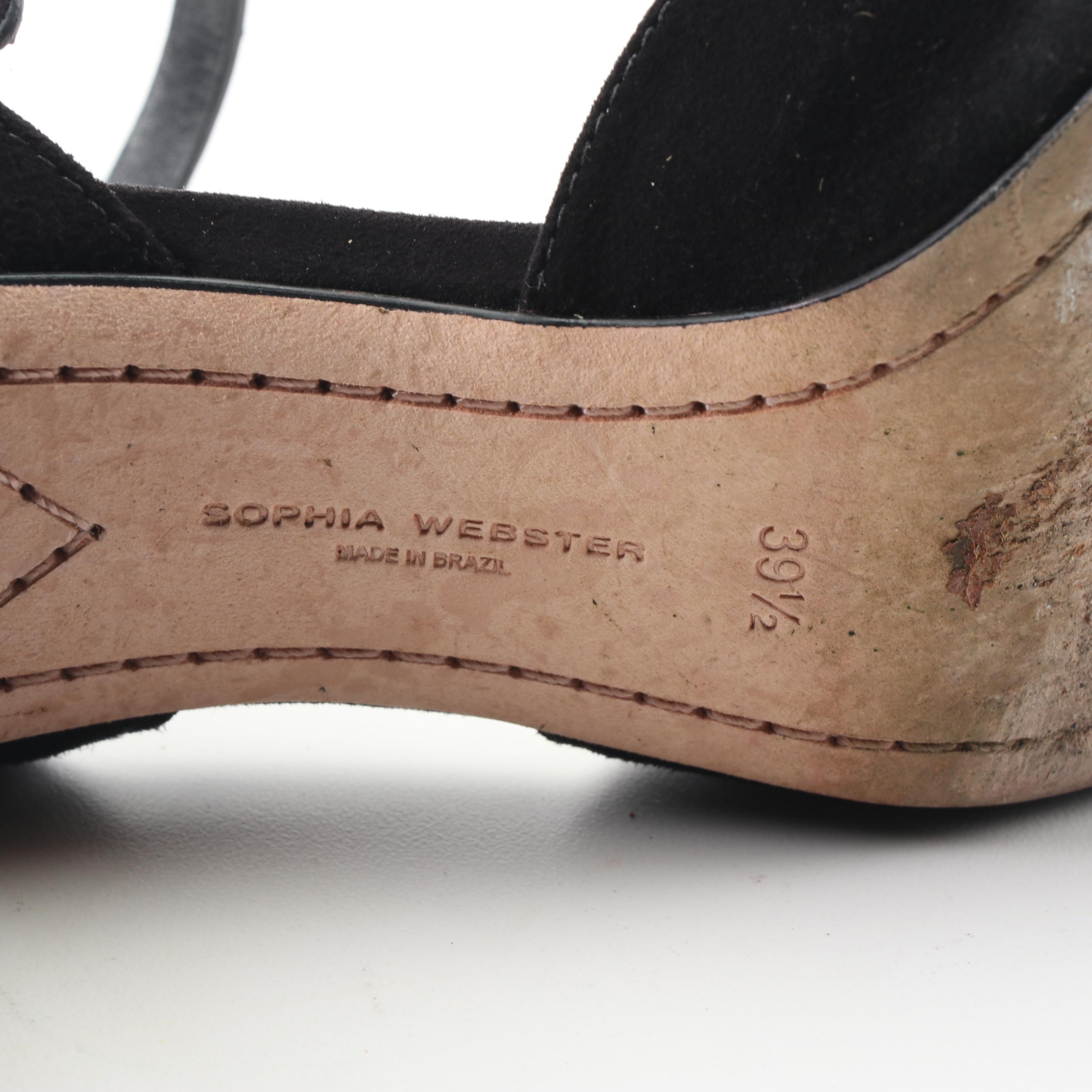 Sophia Webster Liliana Embroidered Laser-Cut Black Suede Mid Mary Jane Pumps