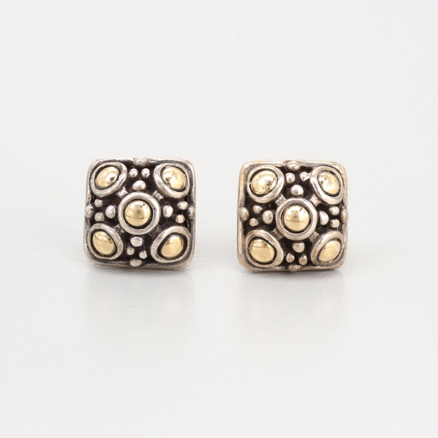 John Hardy Sterling Silver Earrings with 18K Yellow Gold Accents