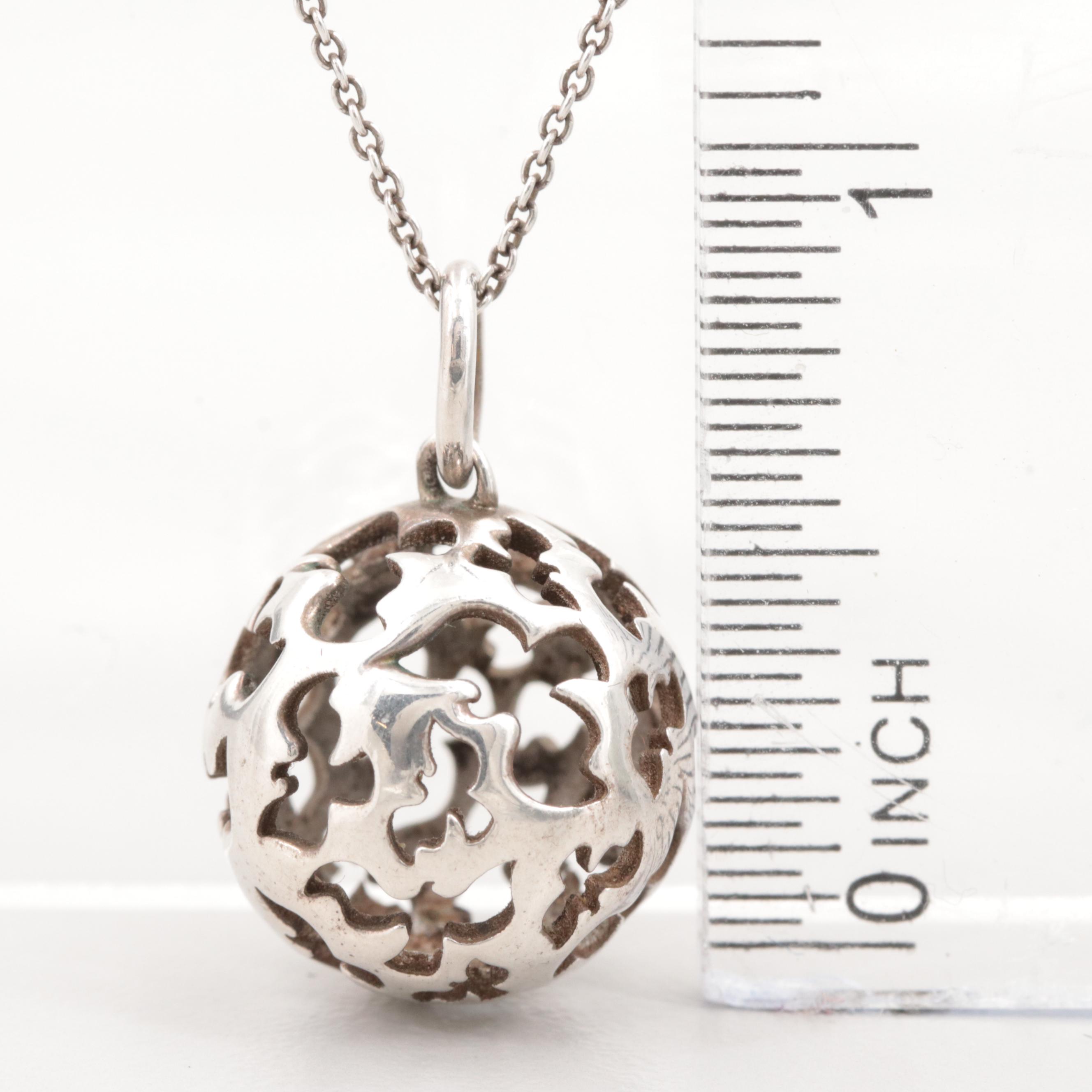 Paloma Picasso for Tiffany & Co. Sterling Silver Dove Sphere Pendant Necklace