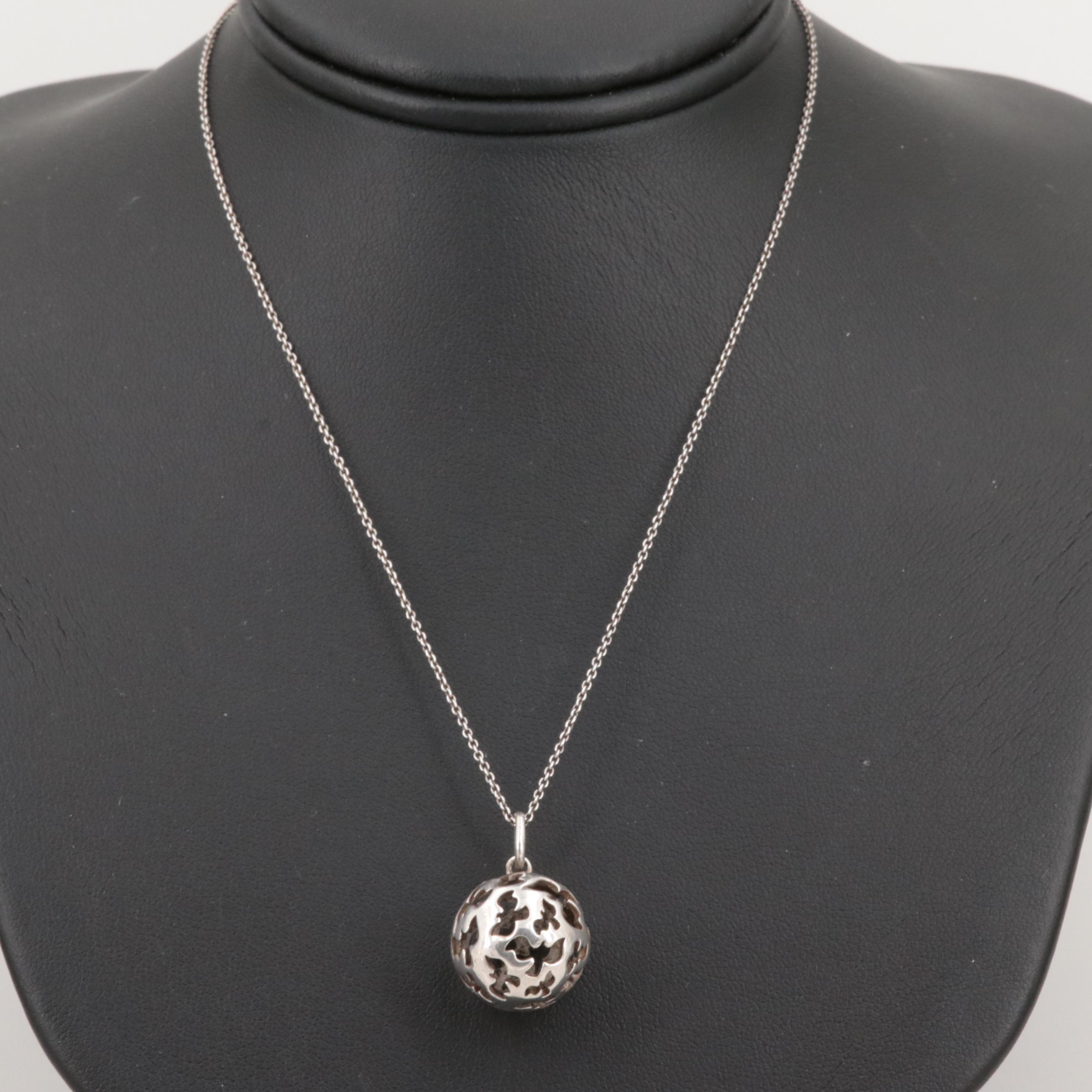 Paloma Picasso for Tiffany & Co. Sterling Silver Dove Sphere Pendant Necklace