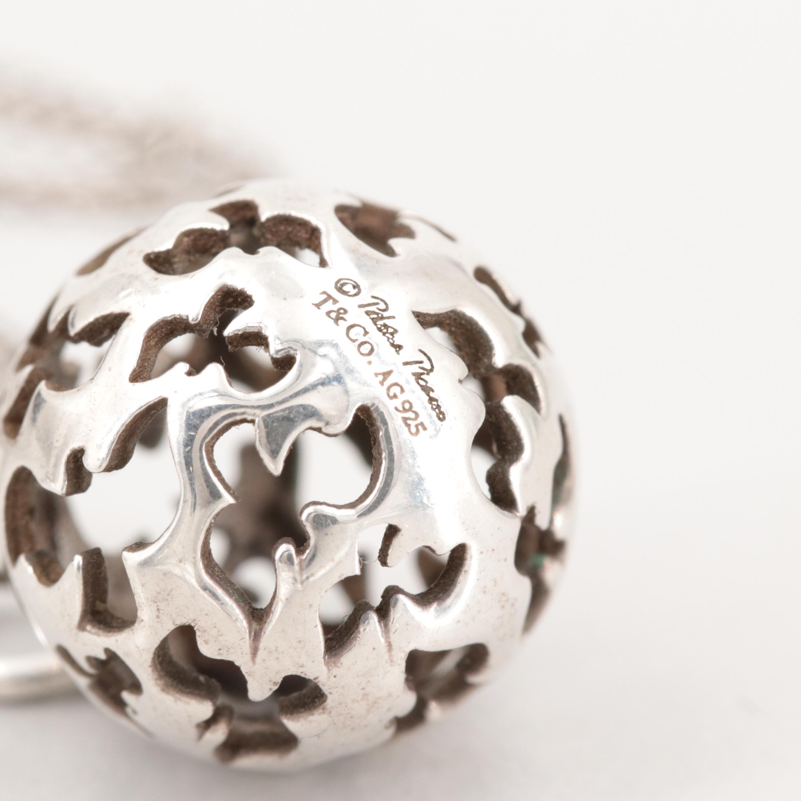 Paloma Picasso for Tiffany & Co. Sterling Silver Dove Sphere Pendant Necklace