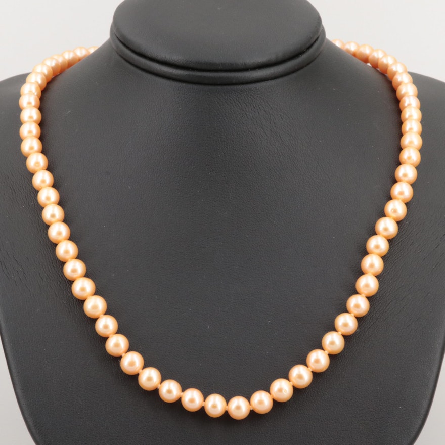 14K Yellow Gold Cultured Pearl Necklace