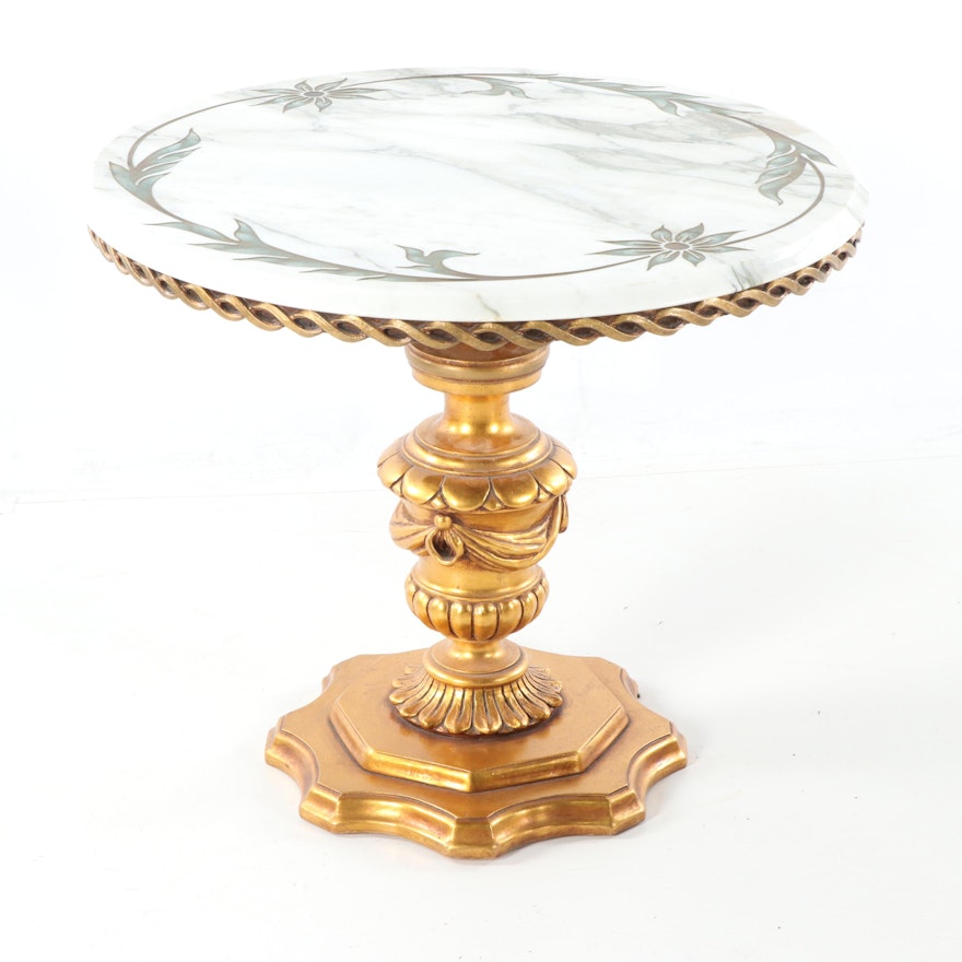 Neoclassical Style Cut Marble Top Occasional Table, Late 20th Century