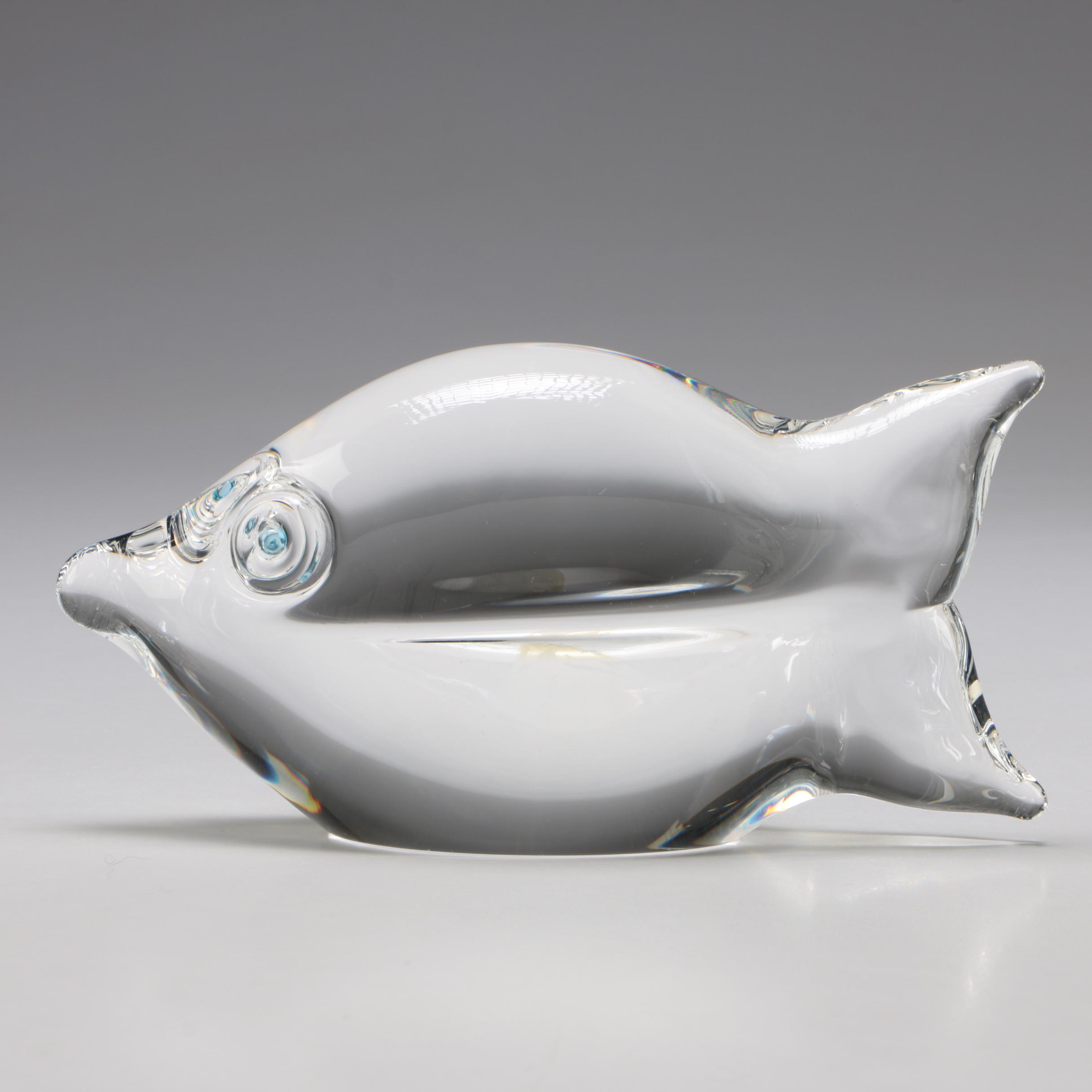 Steuben Art Glass Blue Eye Fish Figurine