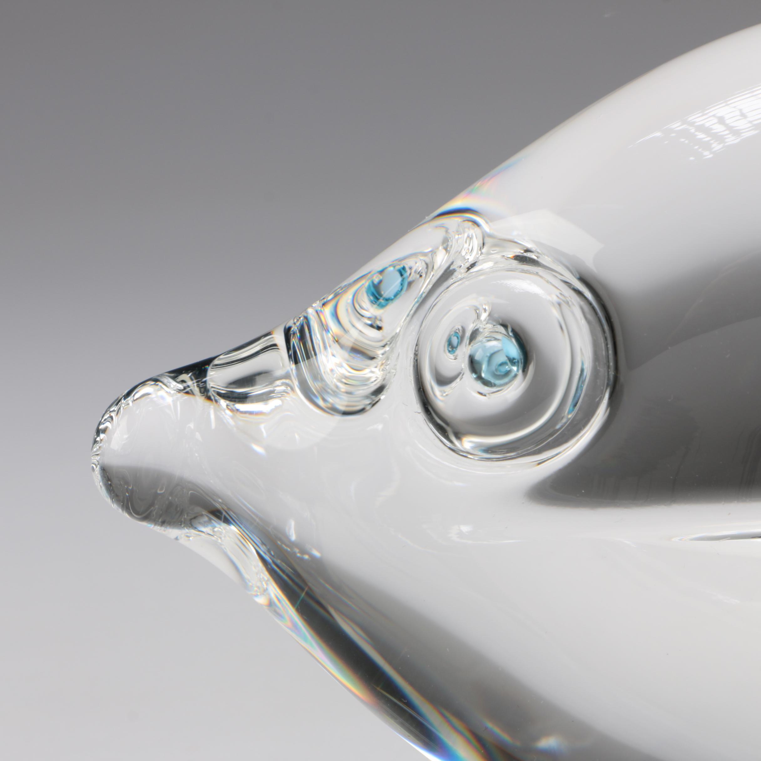 Steuben Art Glass Blue Eye Fish Figurine